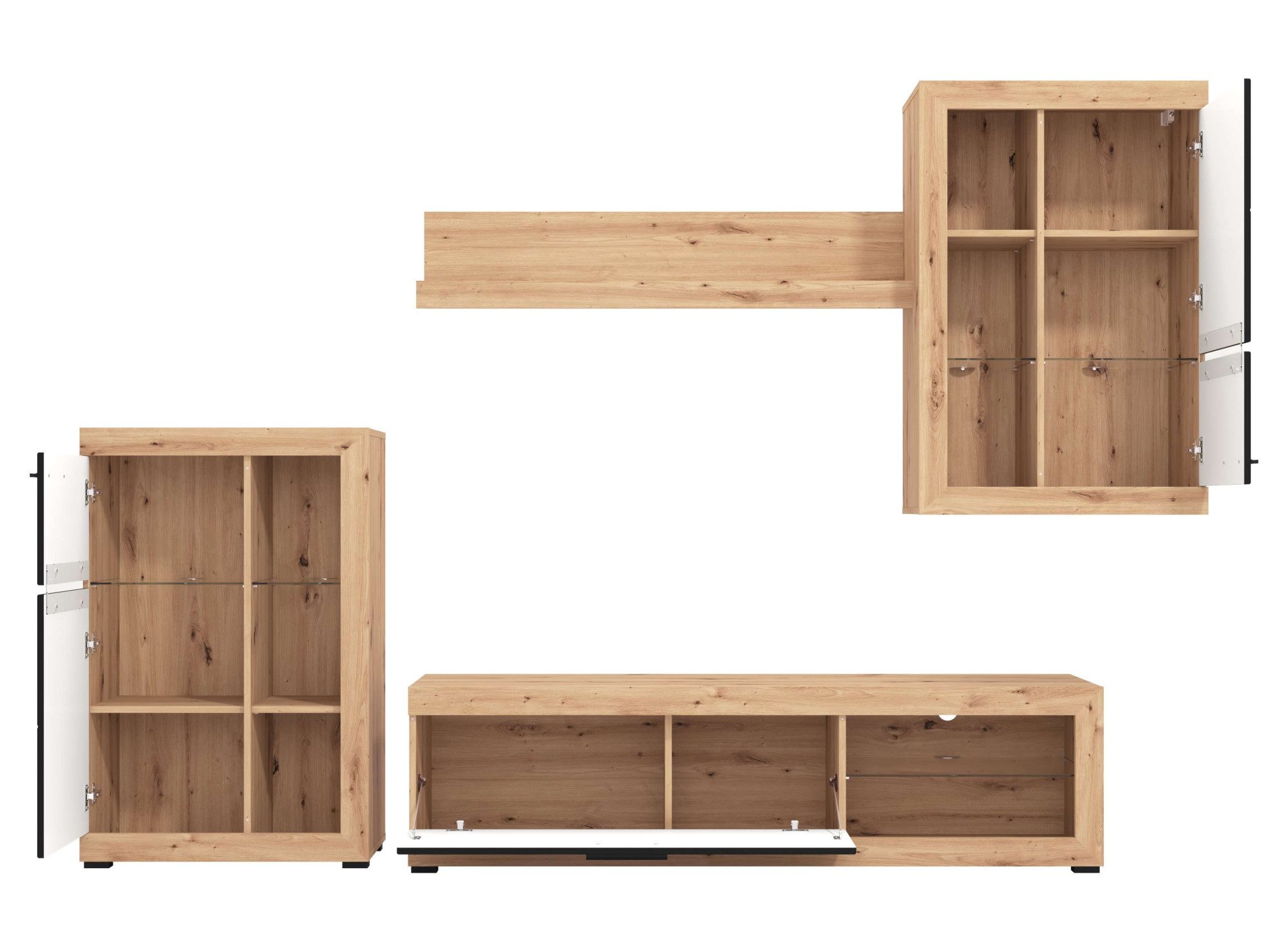 INOSIGN Woonkamerset Rosso woonwand, mediawand, aanbouwwand, voor TV tot 60', breedte 267 cm (complete set, 4-delig)
