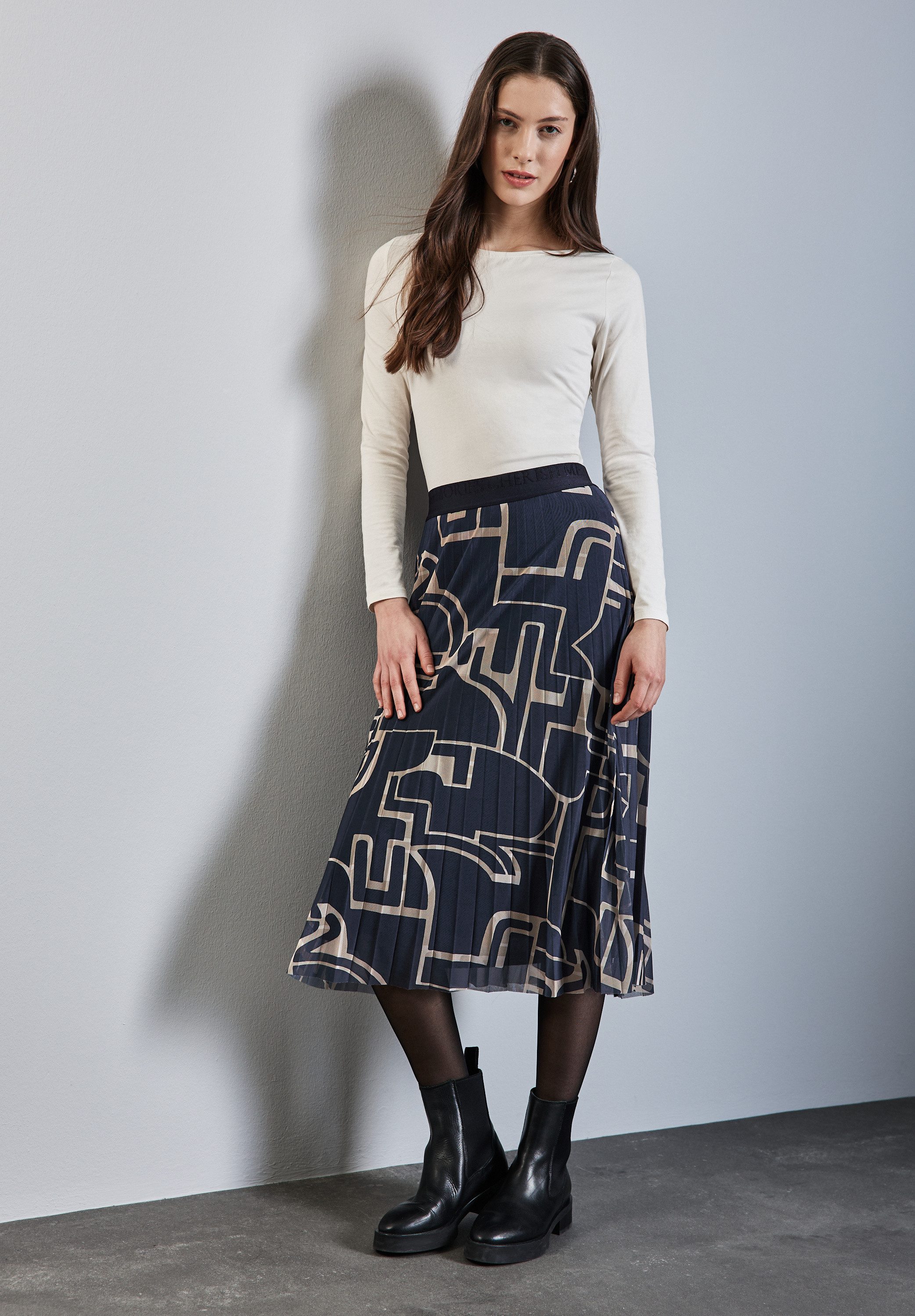 STREET ONE Meshrok met elastische taille
