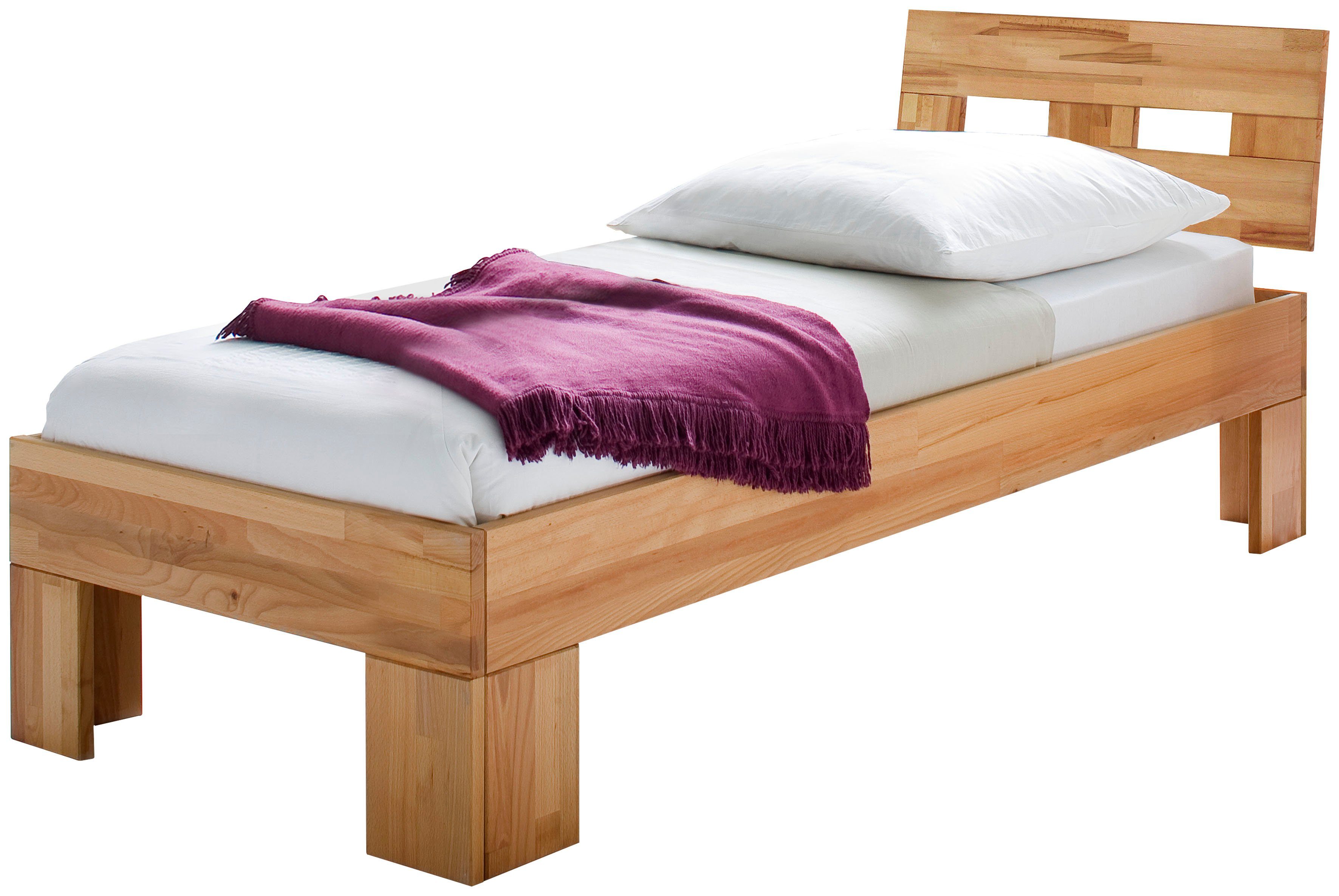 Home affaire Massief houten ledikant Modesty I bed met robuuste voetconstructie in hoekvorm van beukenkern, met robuust onderstel, in verschillende bedbreedten