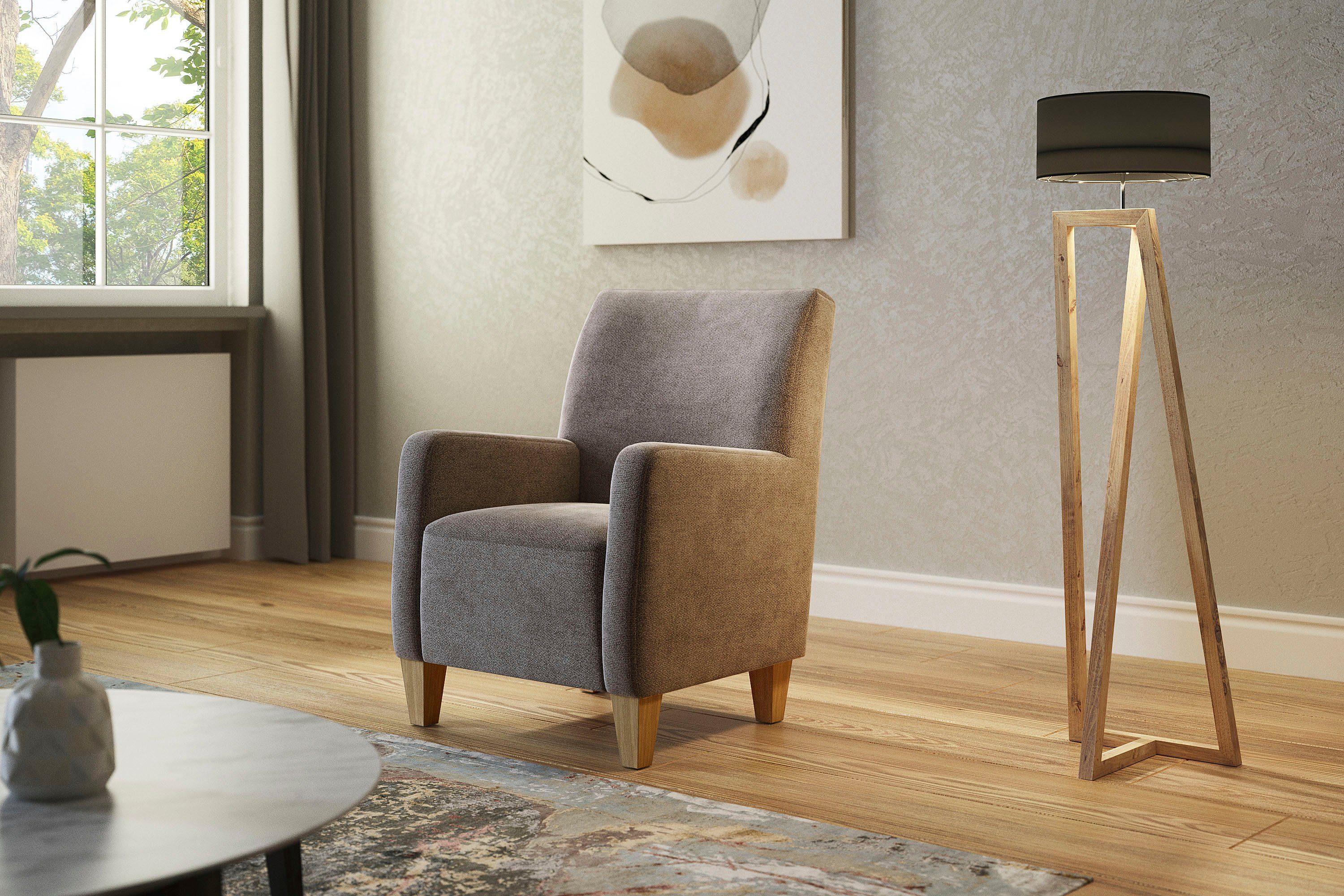 Home affaire Fauteuil Viva met binnenvering, met eikenhouten poten fauteuils bruin