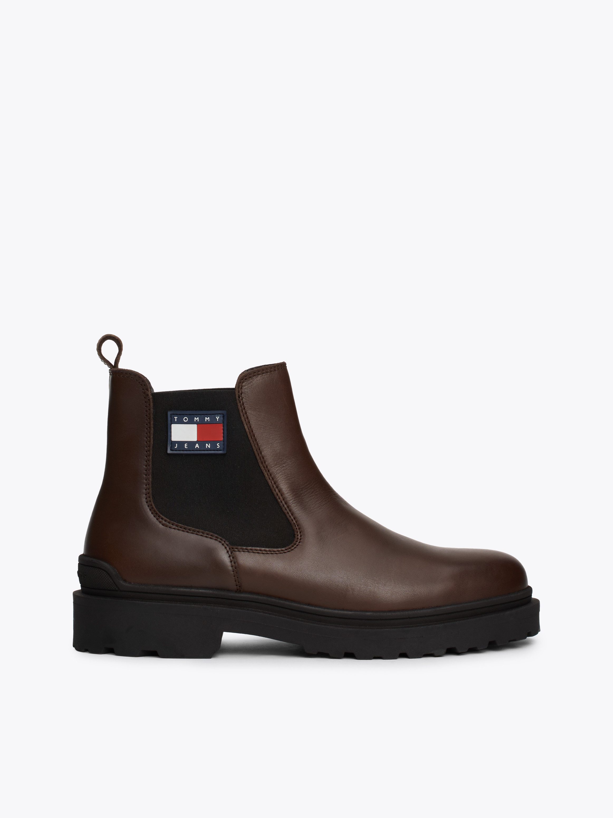 TOMMY JEANS Chelsea-boots TJM LEATHER CHELSEA BOOT hakken, zakelijke mode, instaplaarzen, enkellaars, breedte g
