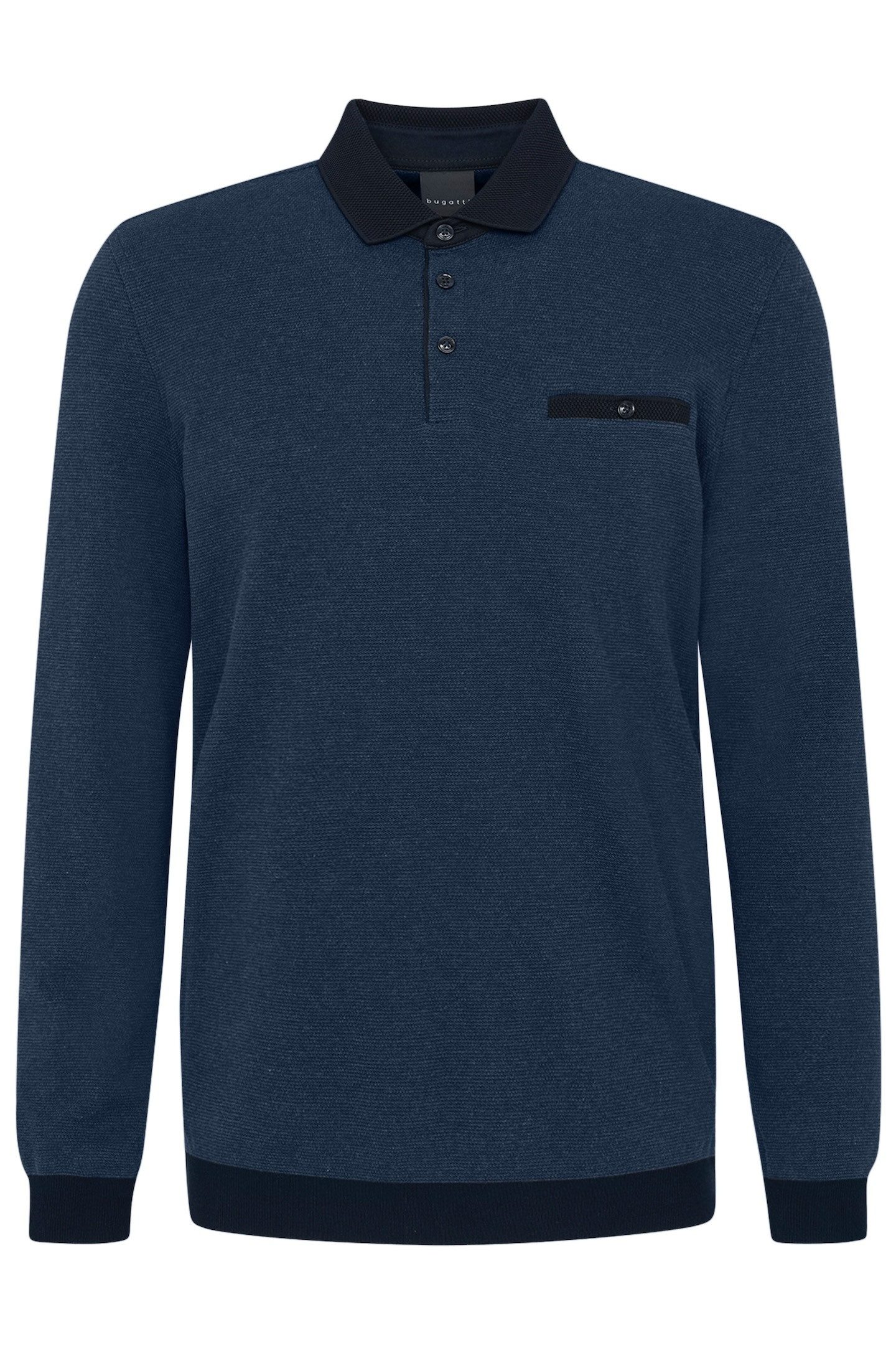 Bugatti Poloshirt met lange mouwen met structuurkraag