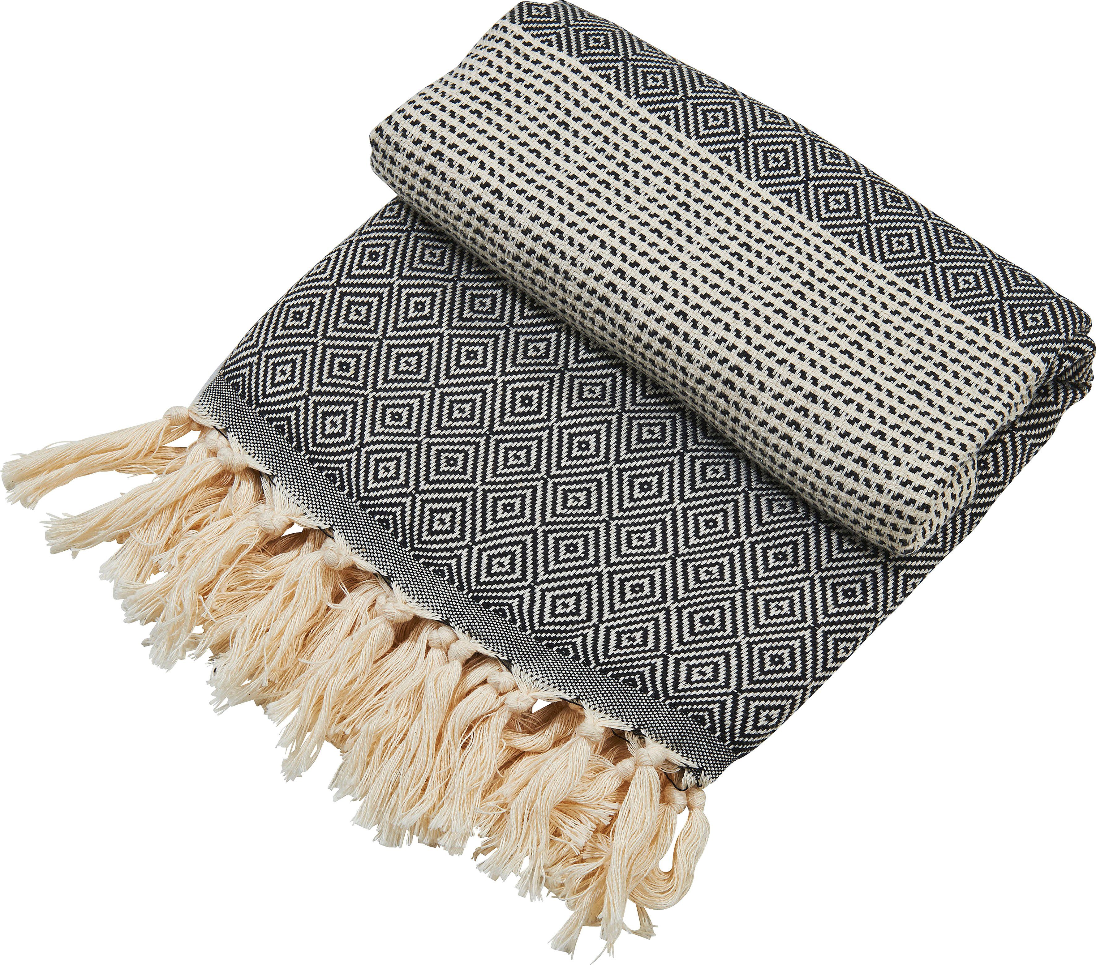 done.® Plaid Lounge Diamond Lichte plaid met geknoopte franje