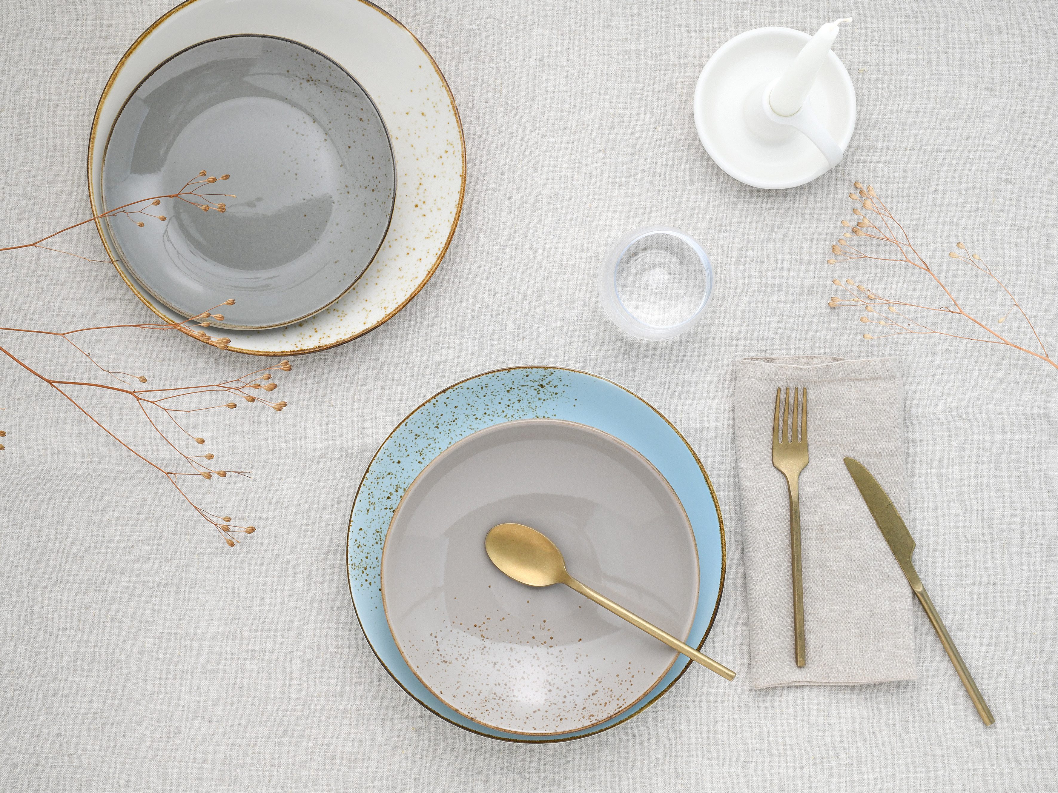 CreaTable Eetservies Servies-set NATURE COLLECTION Scandic Servies, 4 kleuren als set, 12 delen, voor 4 personen (12-delig)