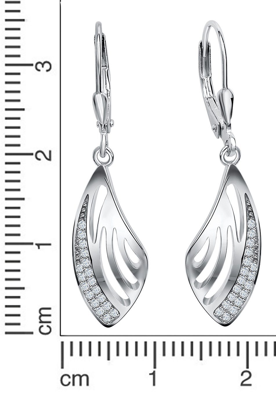 Firetti Paar oorhangers Sieraad cadeau zilver 925 oorbellen patentbeugel glitter