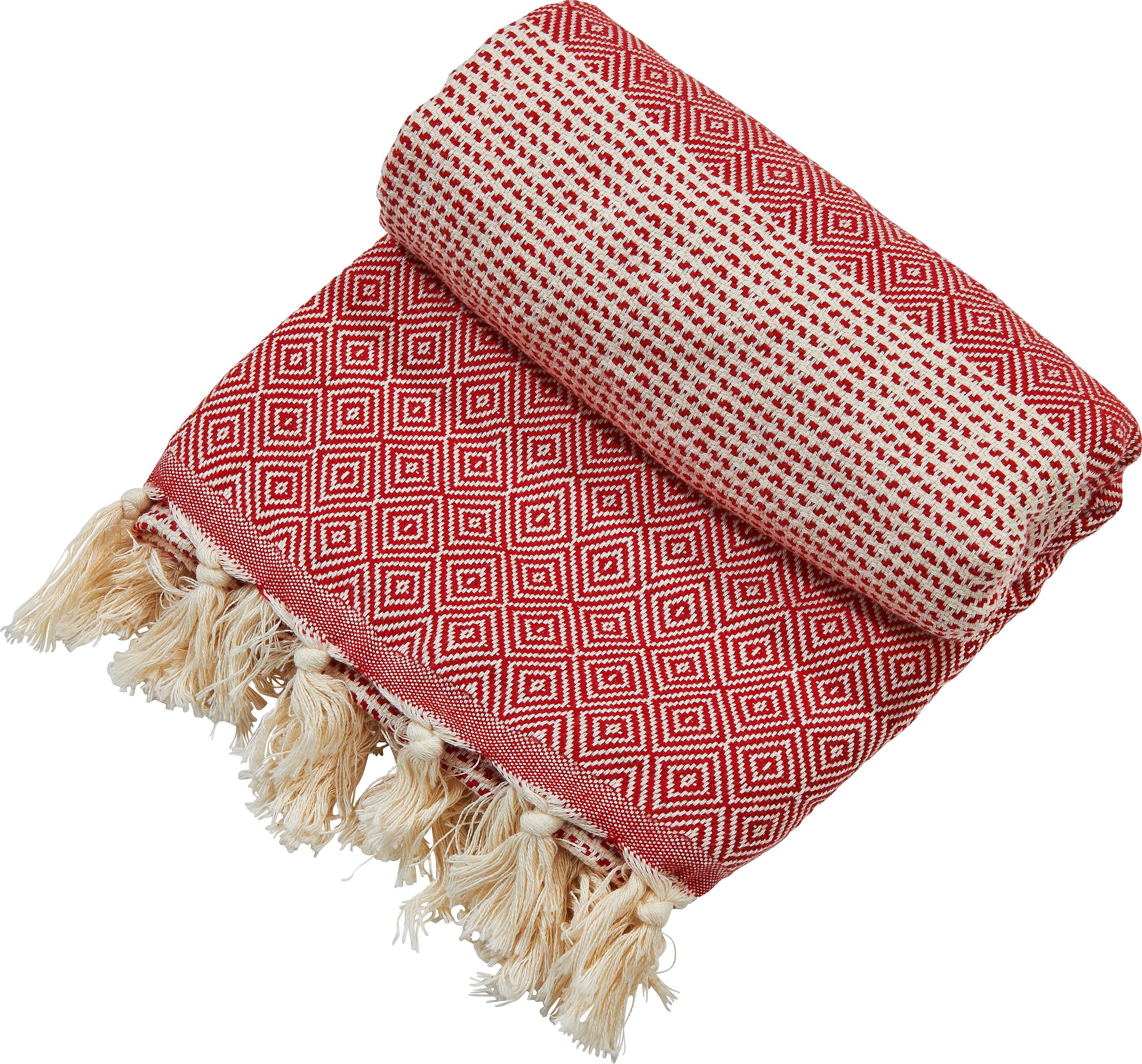 done.® Plaid Lounge Diamond Lichte plaid met geknoopte franje