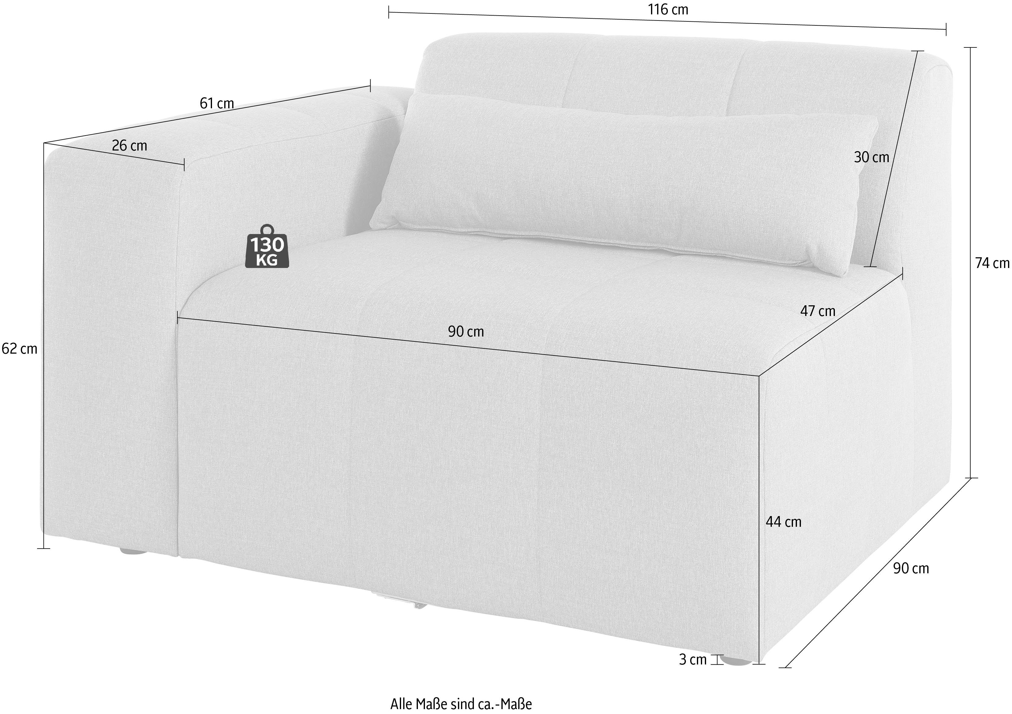 LeGer Home by Lena Gercke Sofaelement Maileen Module fauteuil met armleuning, te verbinden met andere modules van de serie