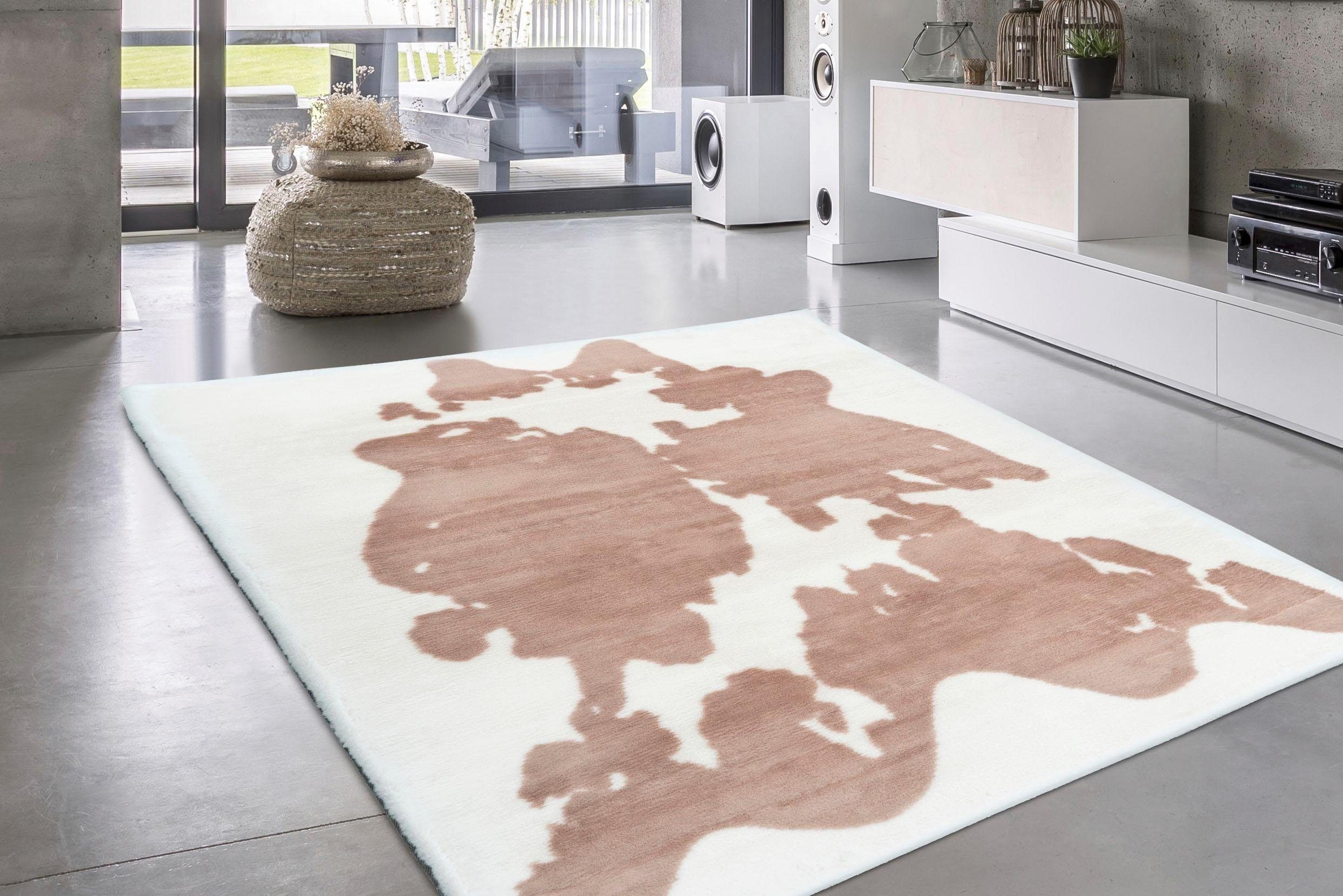 Bruno Banani Hoogpolig vloerkleed Makayla Koeienhuidmotief, imitatiebont, zachte pool