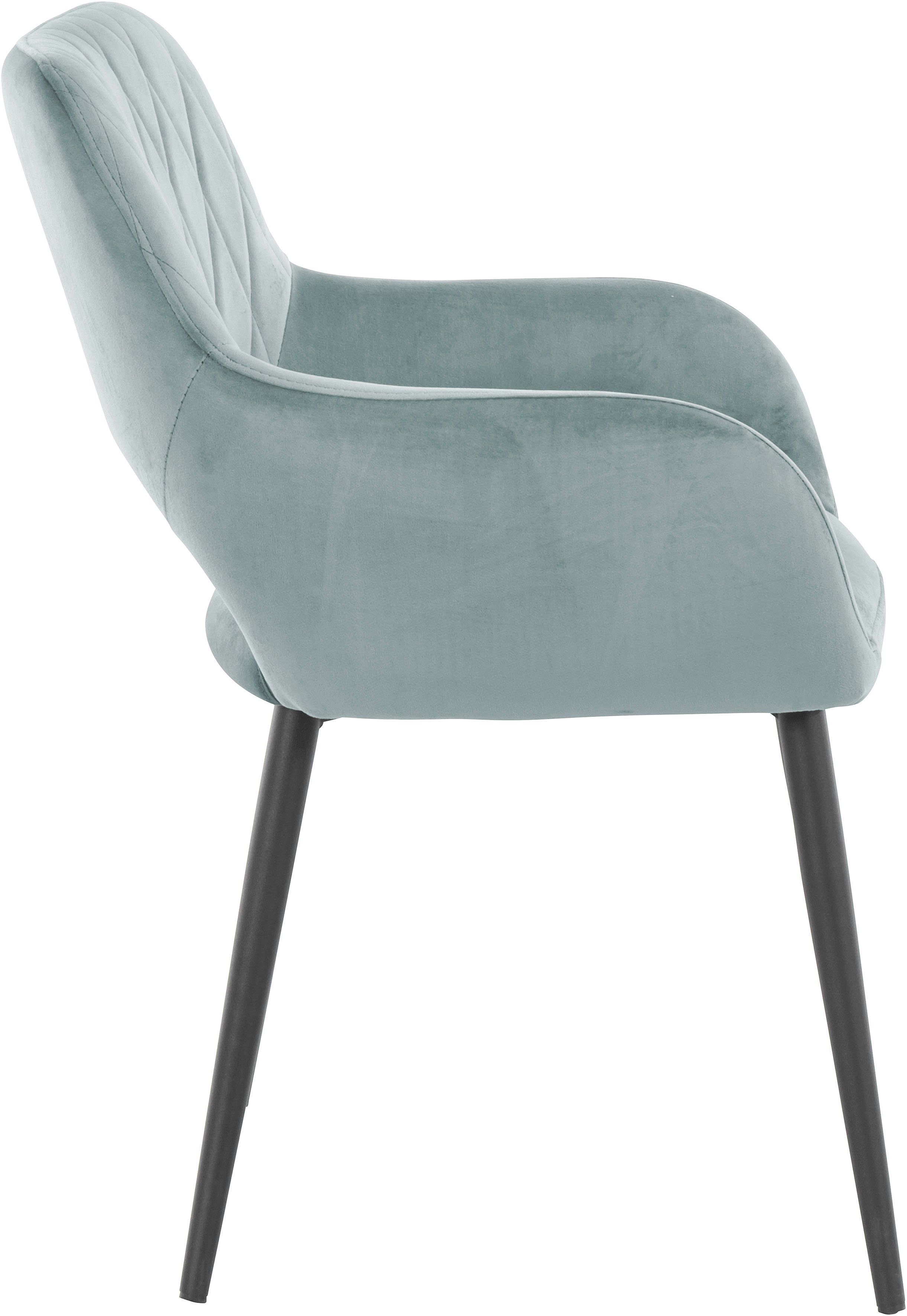 Leonique Eetkamerstoel Franca Zitplaats in fluweel, rugleuning met ruitstepping, zithoogte 48 cm (set)