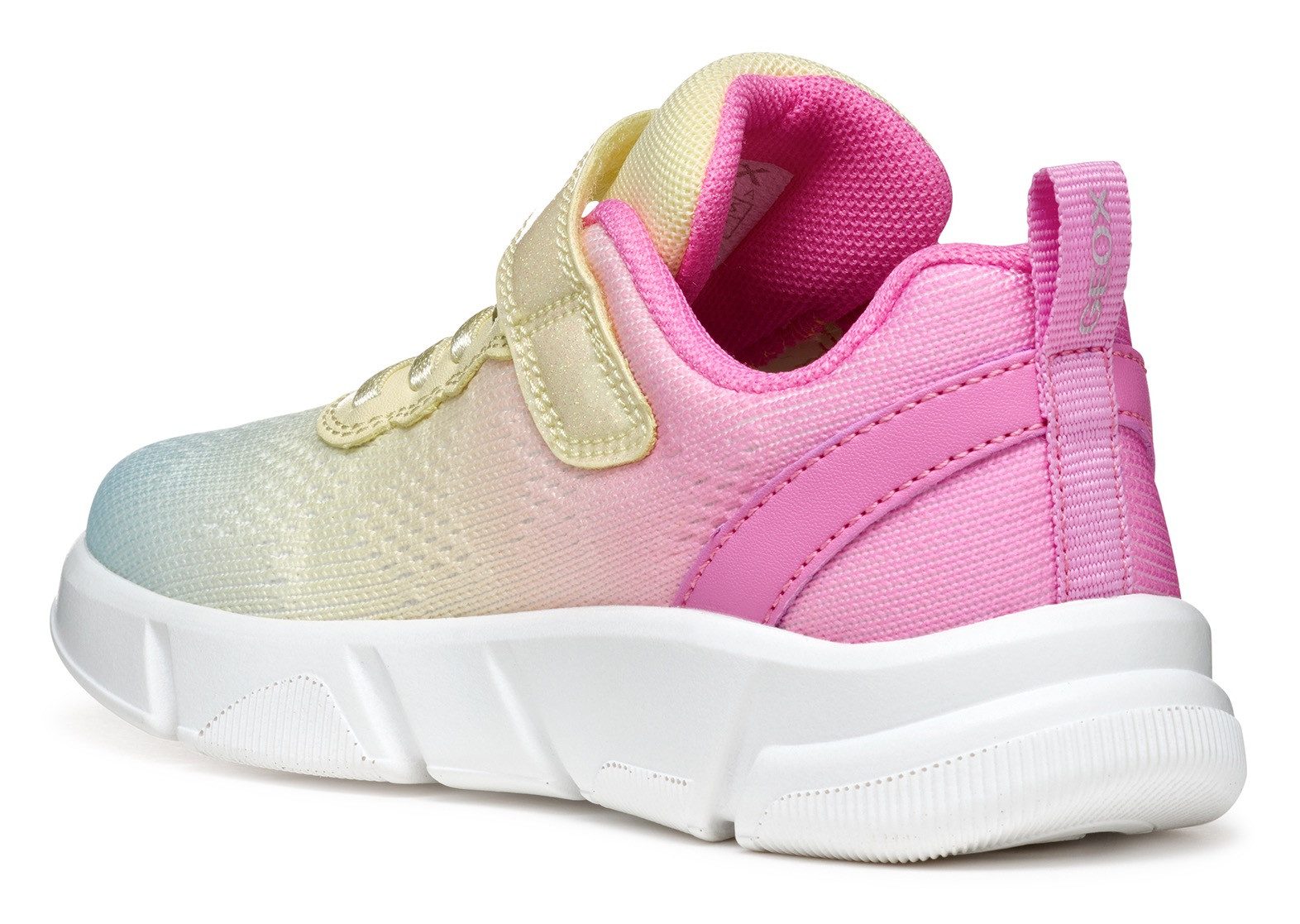 Geox Sneakers J ARIL GIRL , knitwear sneaker, klittenbandschoen met glinsterende klittenband