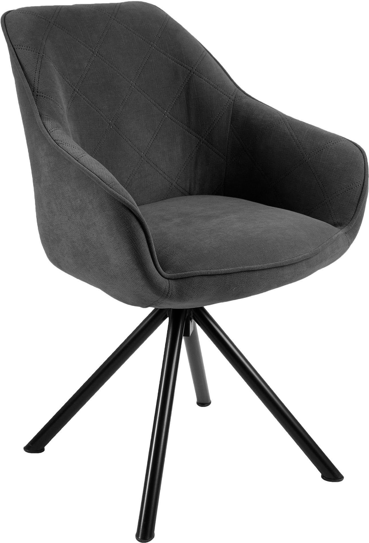 Home affaire Eetkamerstoel Lorena Draaistoel met massief houten frame, armleuningstoel 4 poot stoelen grijs