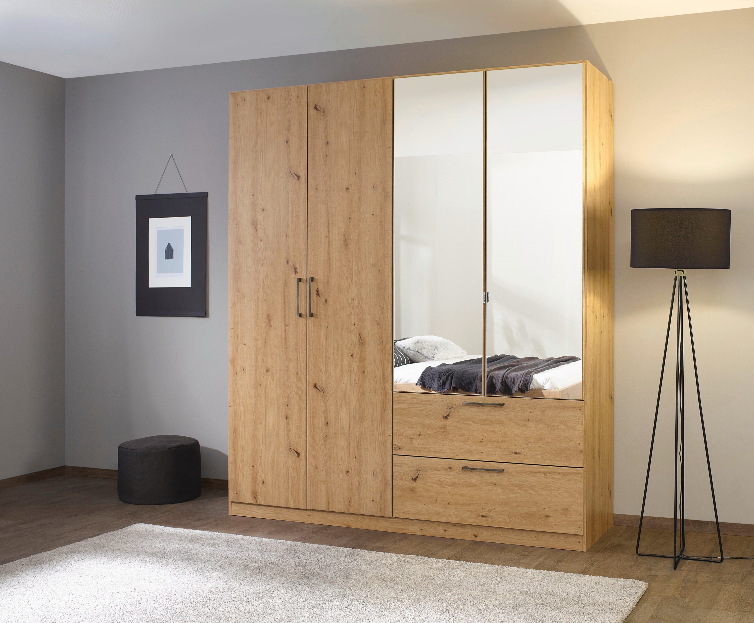 Slaapkamerserie Compleet slaapkamer Challenger (Set van 4 delen) Kast 2 breedtes, bed 3 breedtes, 2 nachttafels MADE IN GERMANY