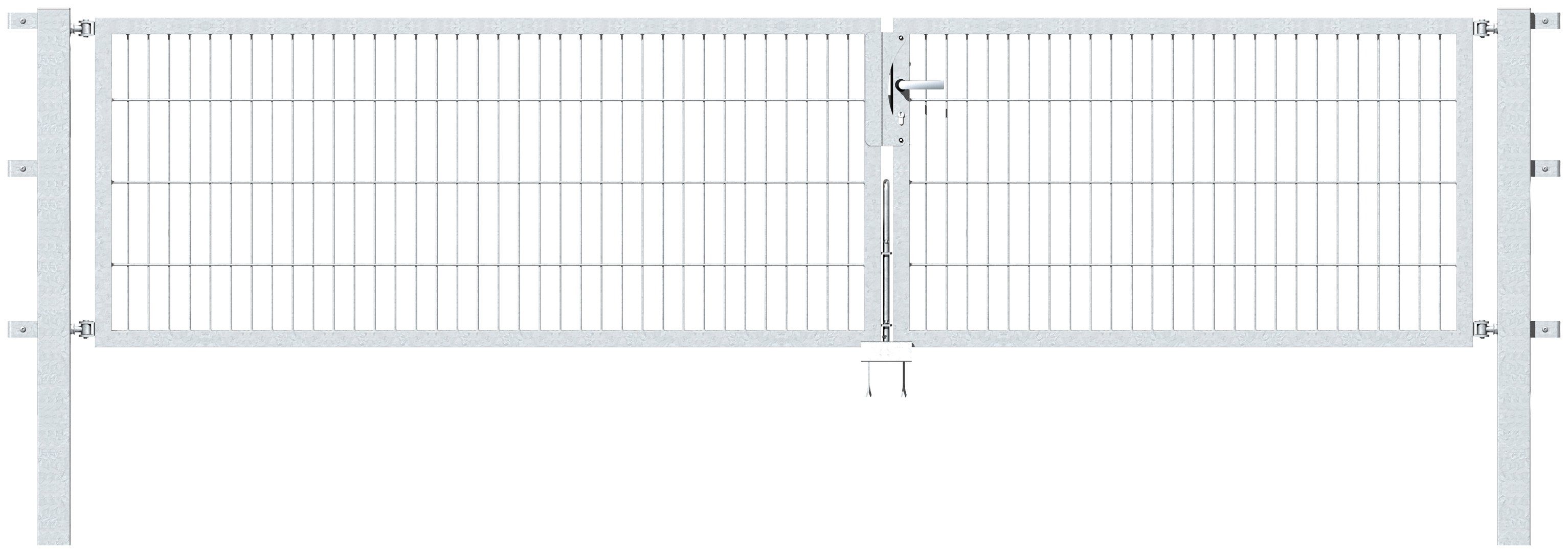 GAH Alberts Deur met dubbel hek Flexo 350 cm breed, in verschillende hoogten hekken maat 350 cm x 80 cm zilver