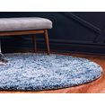 myflair moebel  accessoires hoogpolig vloerkleed top shag geweven, gemêleerde look, zacht  behaaglijk, ideaal in de woonkamer  slaapkamer blauw