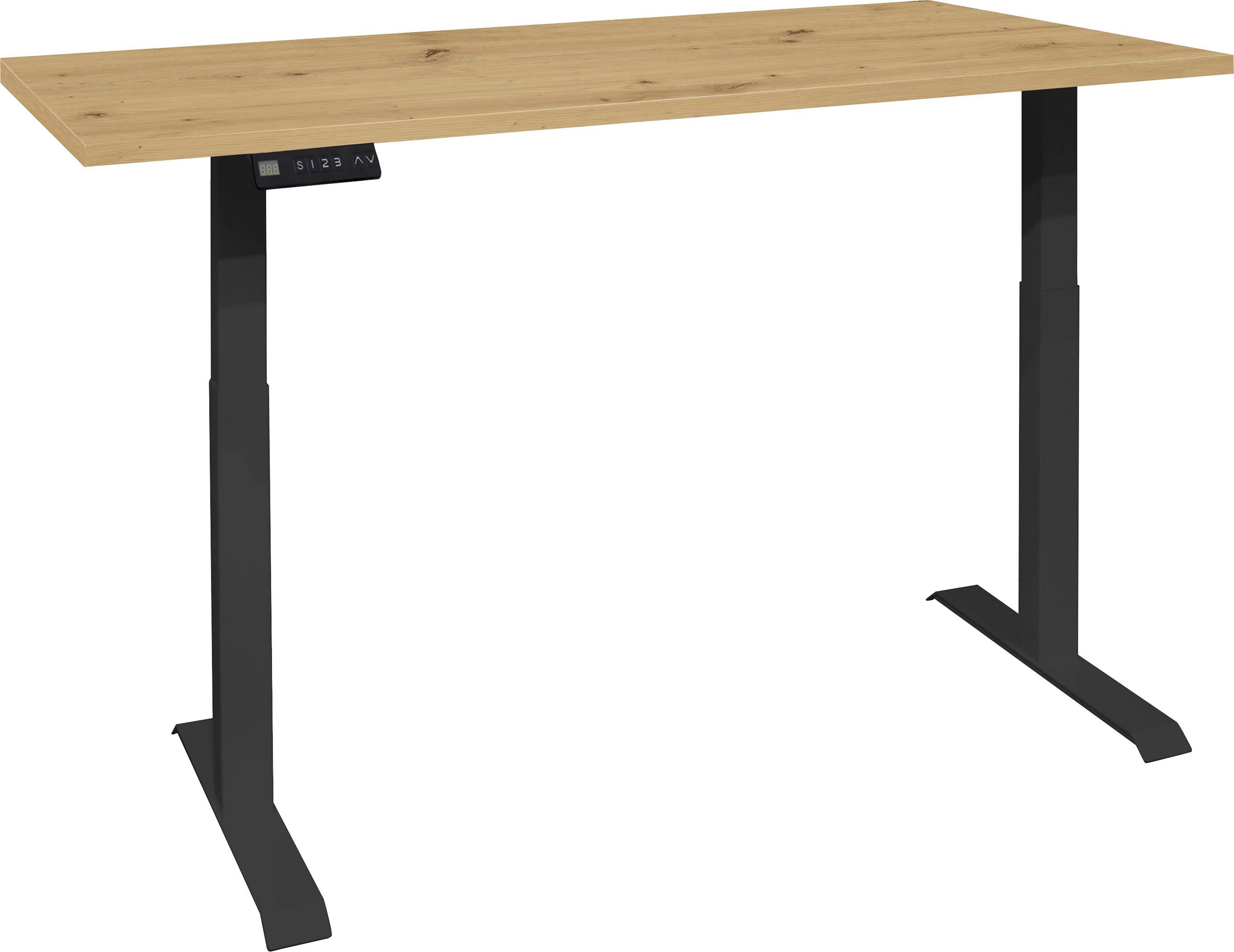 Mäusbacher Bureau Big System Office Breedte 140 cm, elektrisch in hoogte verstelbaar bureaus beige