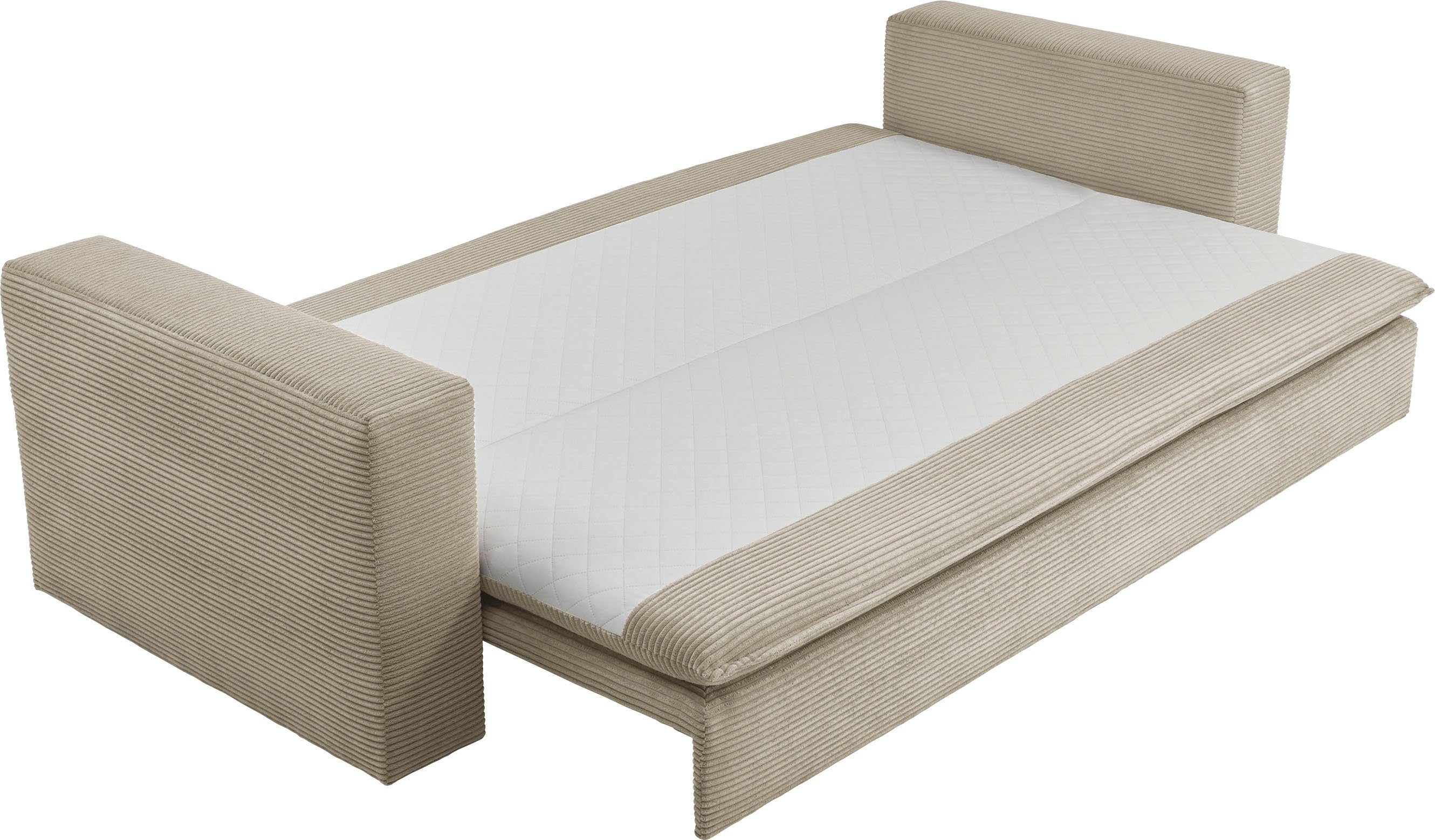 Places of Style 3-zitsbank PIAGGE Cord-bekleding - met slaapfunctie en bedkist, met praktische topmatras