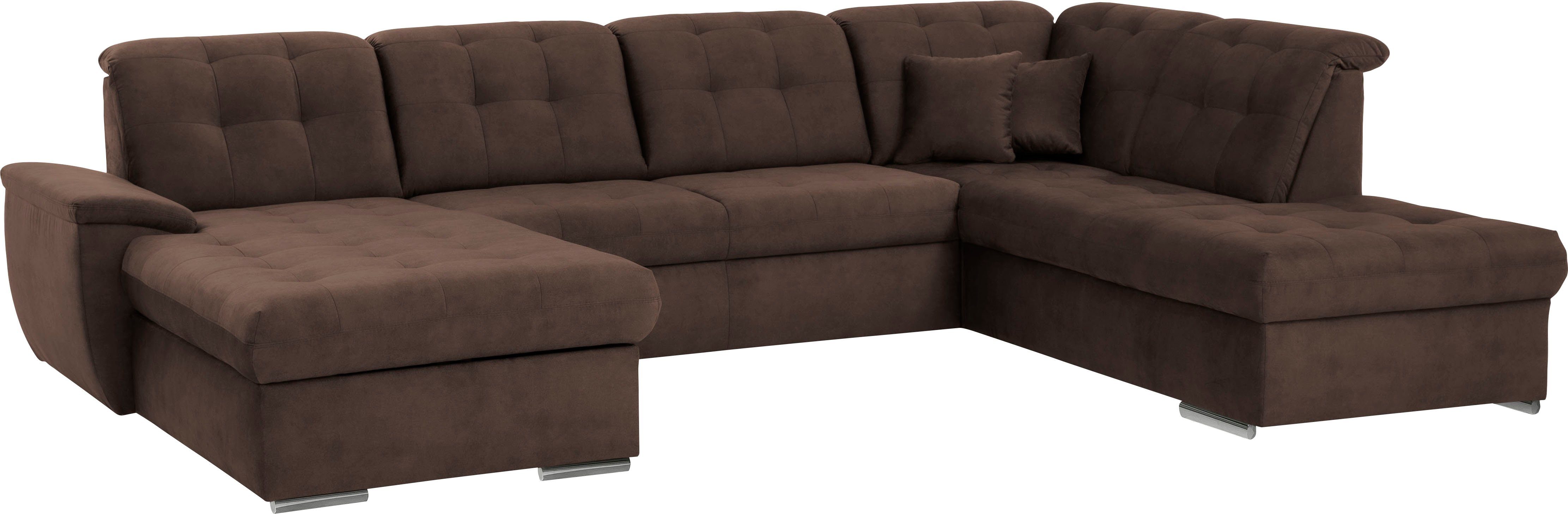 exxpo - sofa fashion Zithoek Durango, uitgebreide zit- en rugverwerking, comfortabel, U-vorm inclusief verstelbare hoofdsteun, naar keuze met slaapfunctie en bedkist (4-delig)