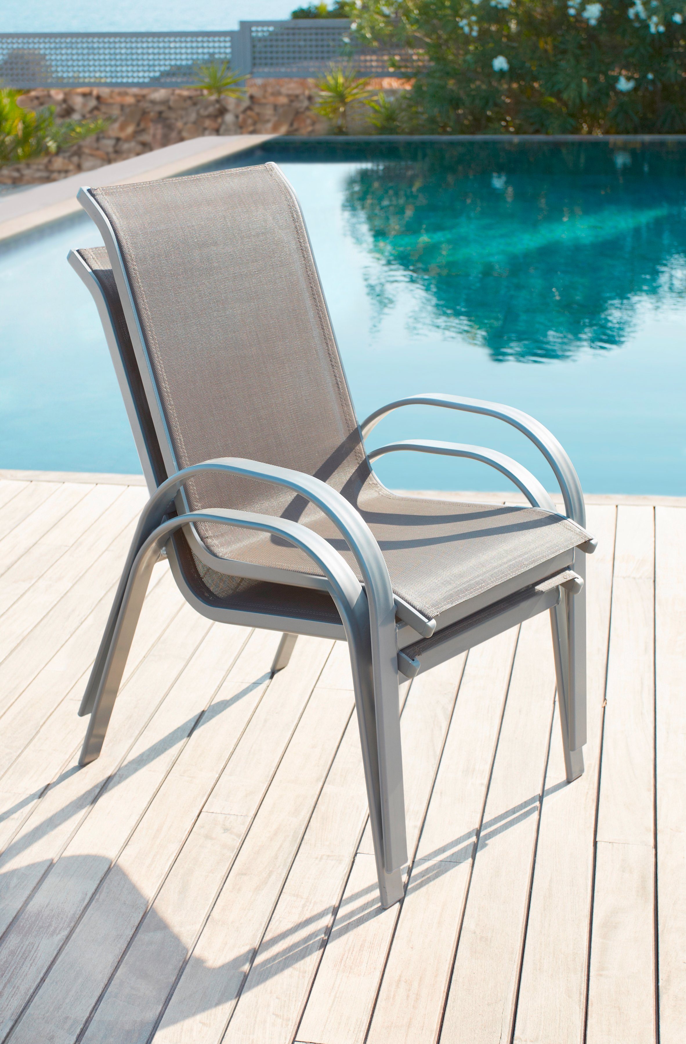 MERXX Tuinstoel Amalfi set van 2, aluminium/textiel, stapelbaar (set, 2 stuks)
