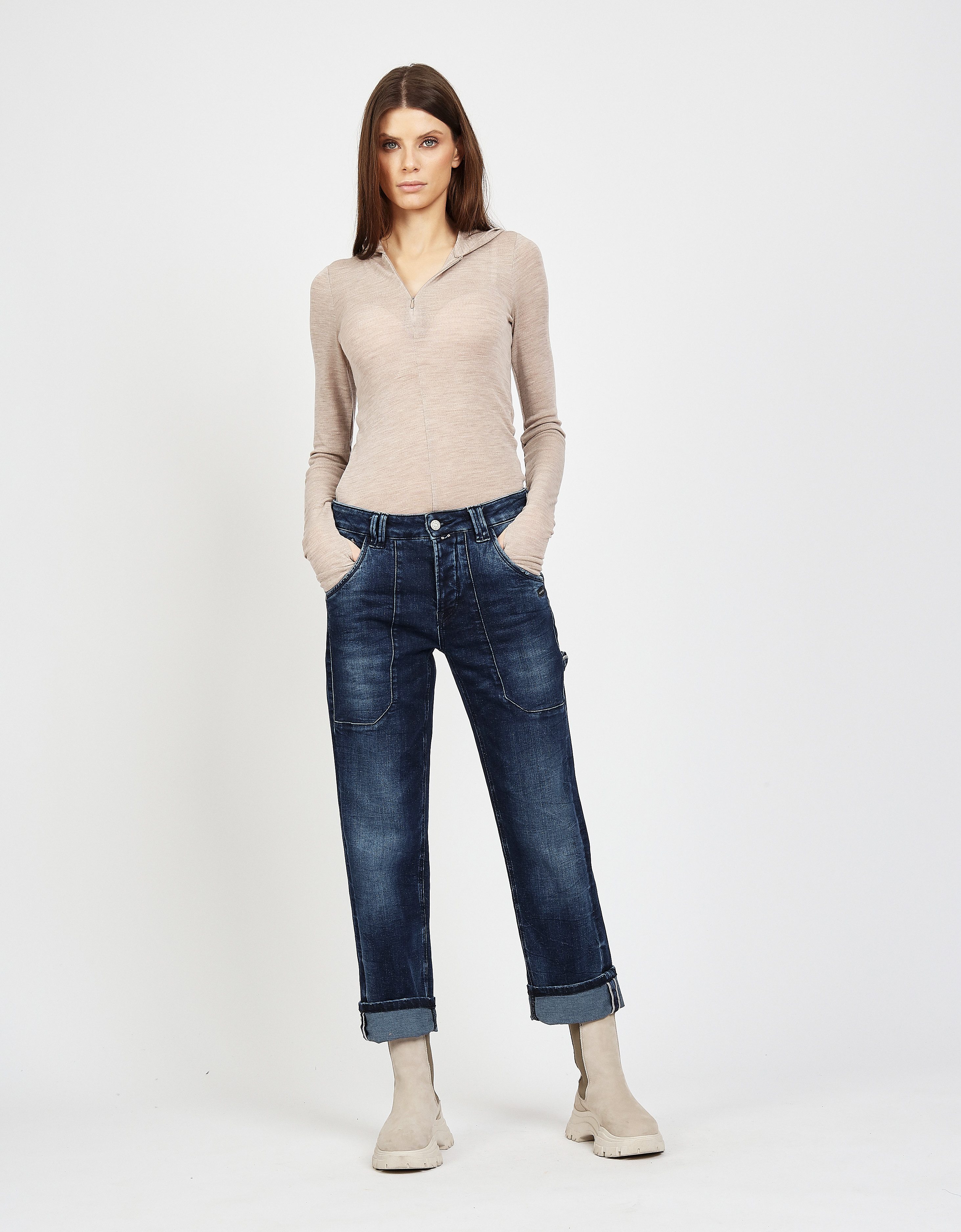 GANG Straight jeans 94THELMA WORKER met opgenaaide zakken en typische werkdetails