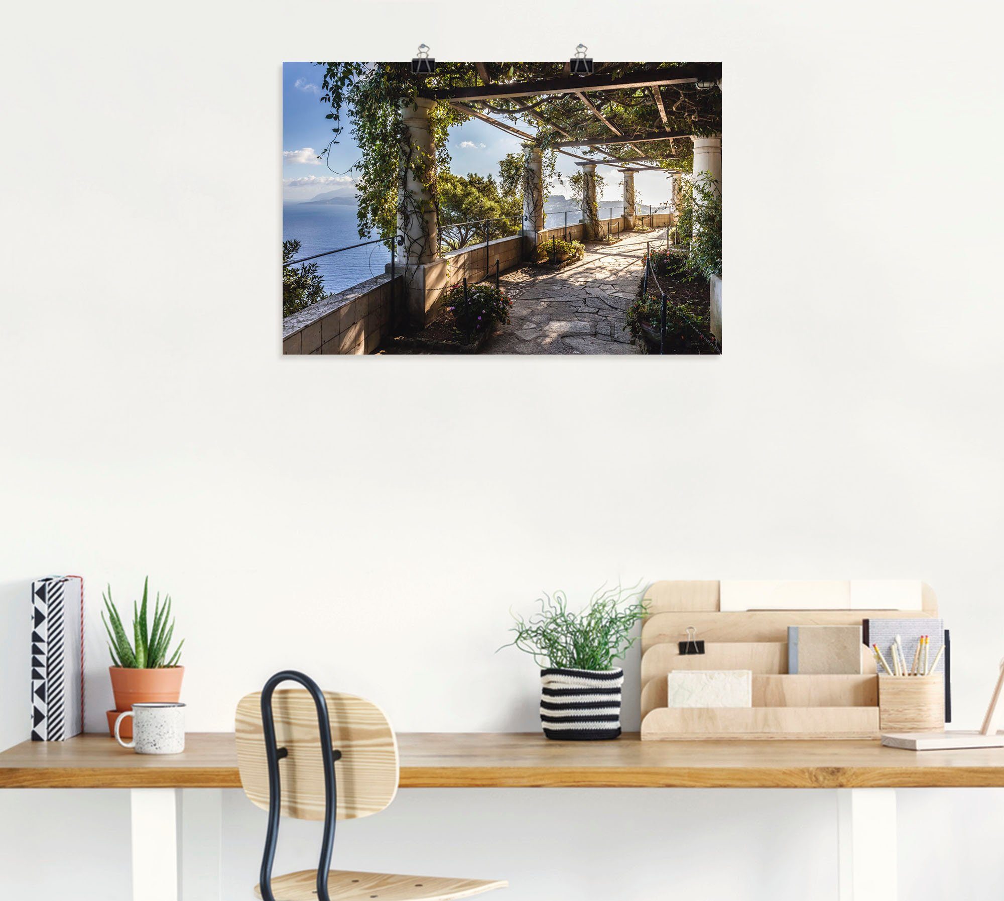 Artland Artprint Tuin van de villa San Michele op capri als artprint van aluminium, artprint voor buiten, artprint op linnen, poster, muursticker