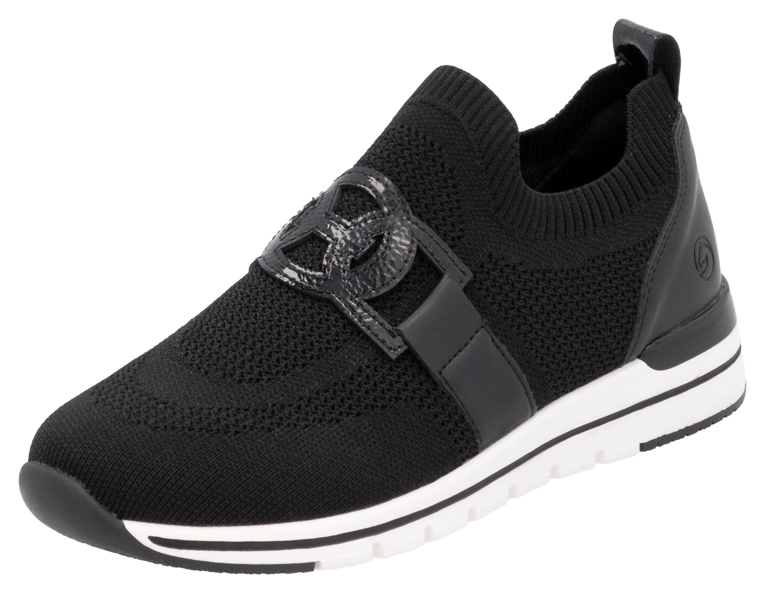 Remonte Slip-on sneakers , vrijetijdsschoen, lage schoen, slipper met elastische band aan de schacht dames lage sneakers maat 36 zwart
