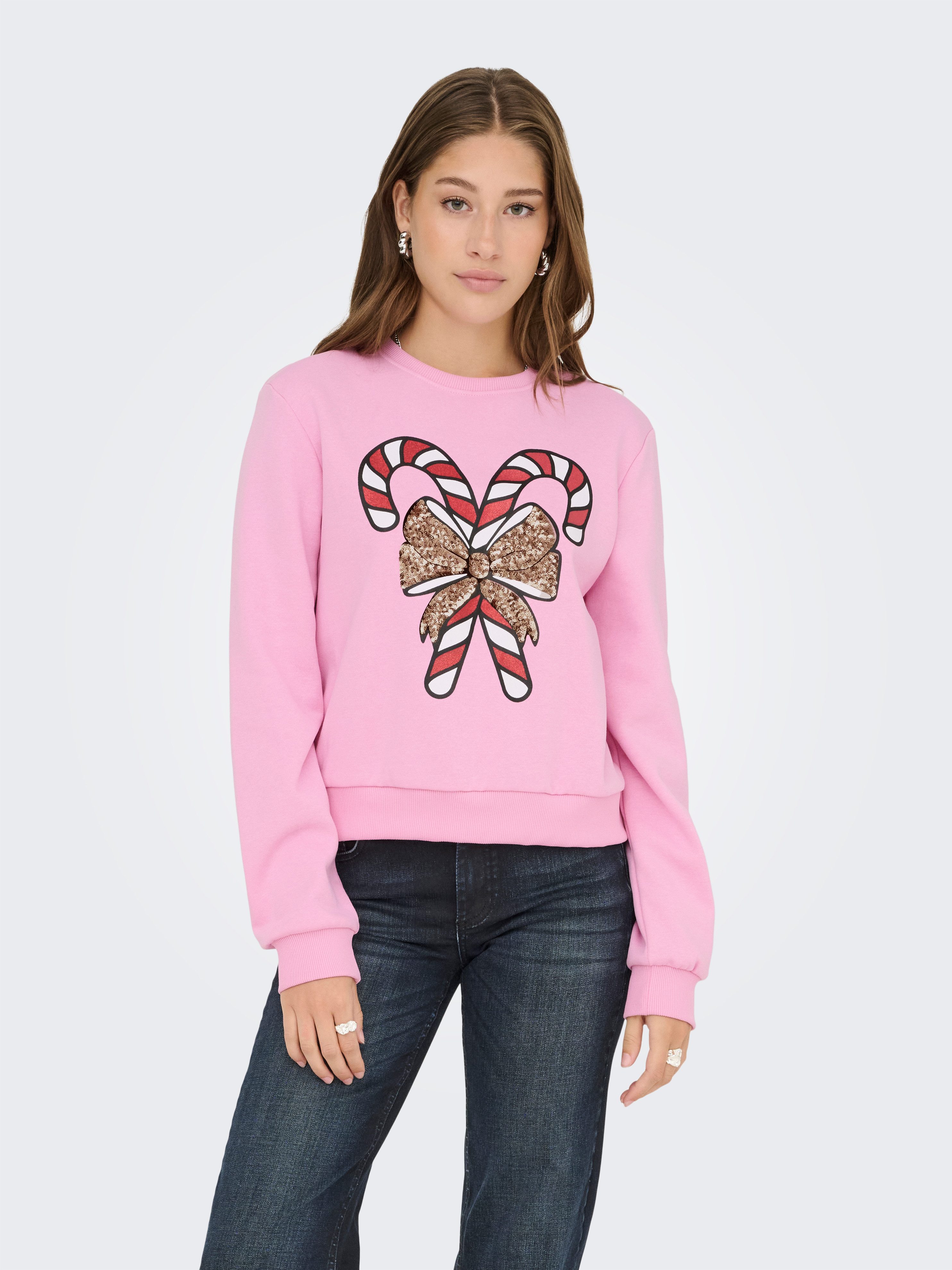 Only Kerst-sweatshirt ONLYDA XMAS L/S O-NECK BOX SWT met verschillende kerstmotieven