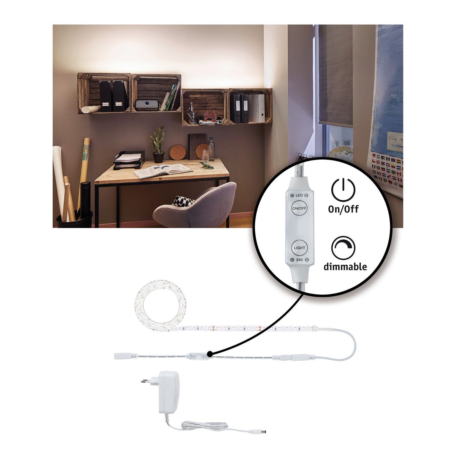 Paulmann Led-strepen SimpLED Power Set 1,5m 17W 230/24V DC wit Kunststof (1 stuk)