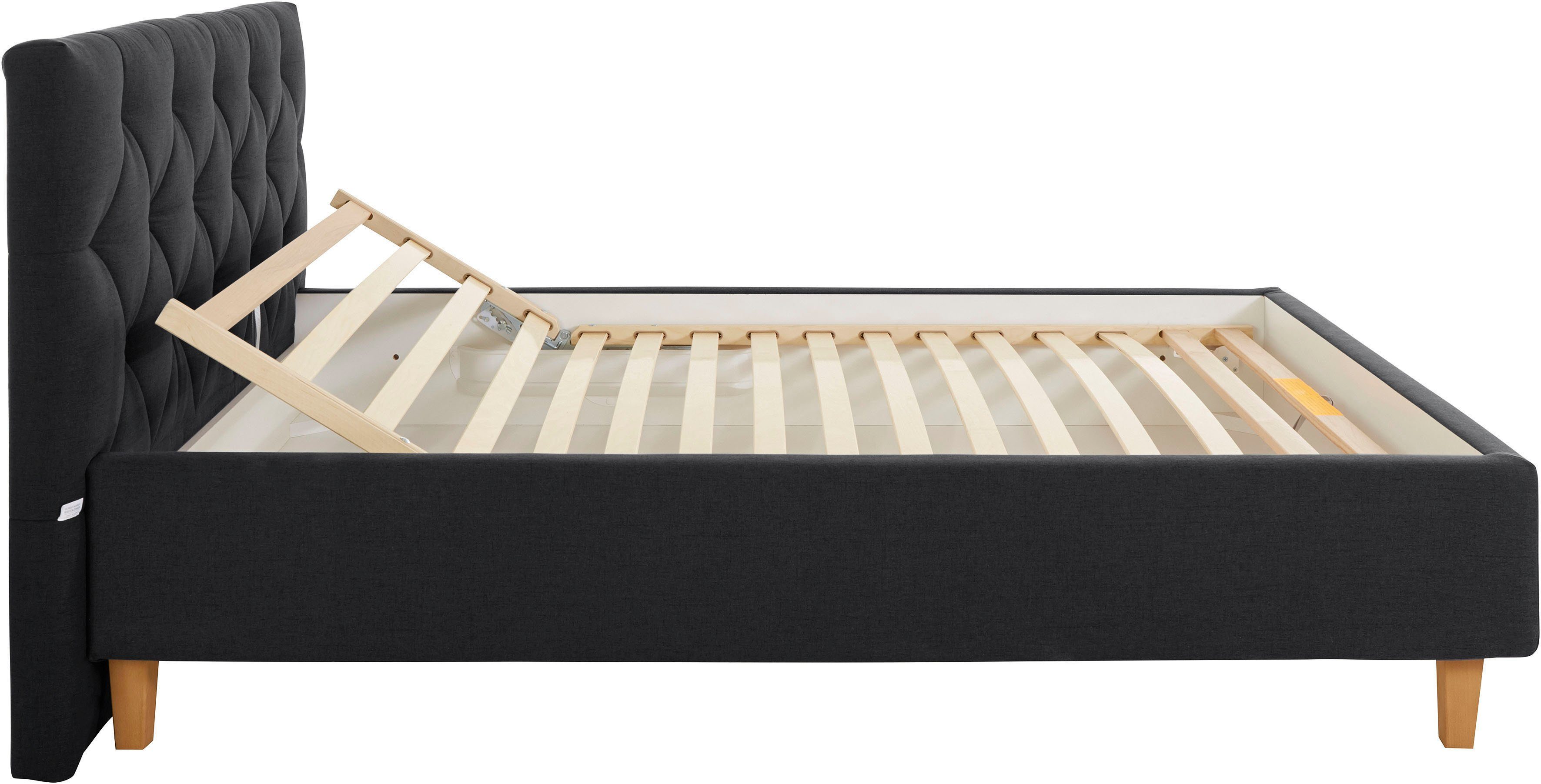 Guido Maria Kretschmer Home&Living Gestoffeerd bed Sunley 100 Kruisstiksel, hoofdbordhoogte 102 cm, zonder of met matras/lattenbodem