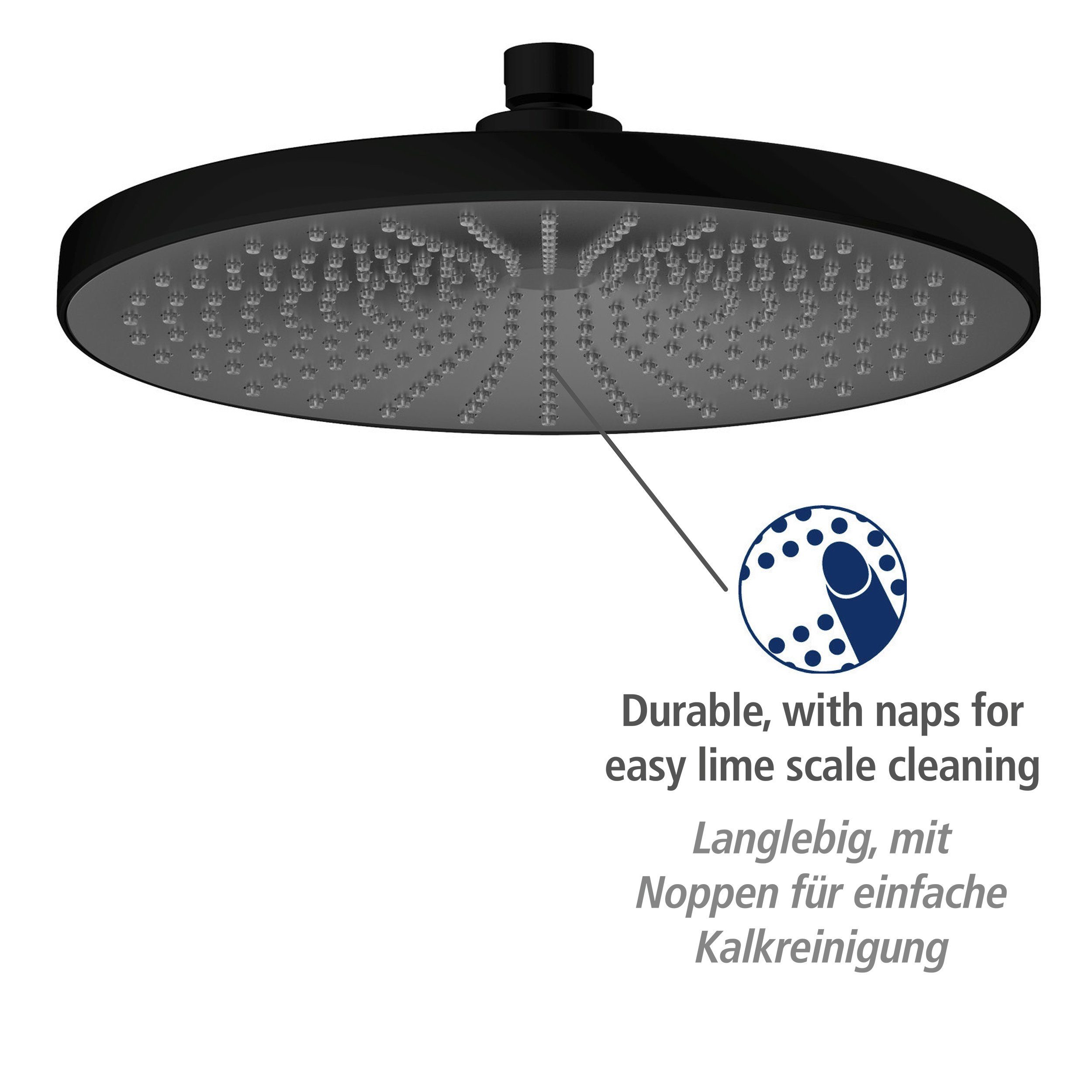 WENKO Regendouchekop Ultimate Shower Zwart/grijs, Ø 25 cm (1-delig)