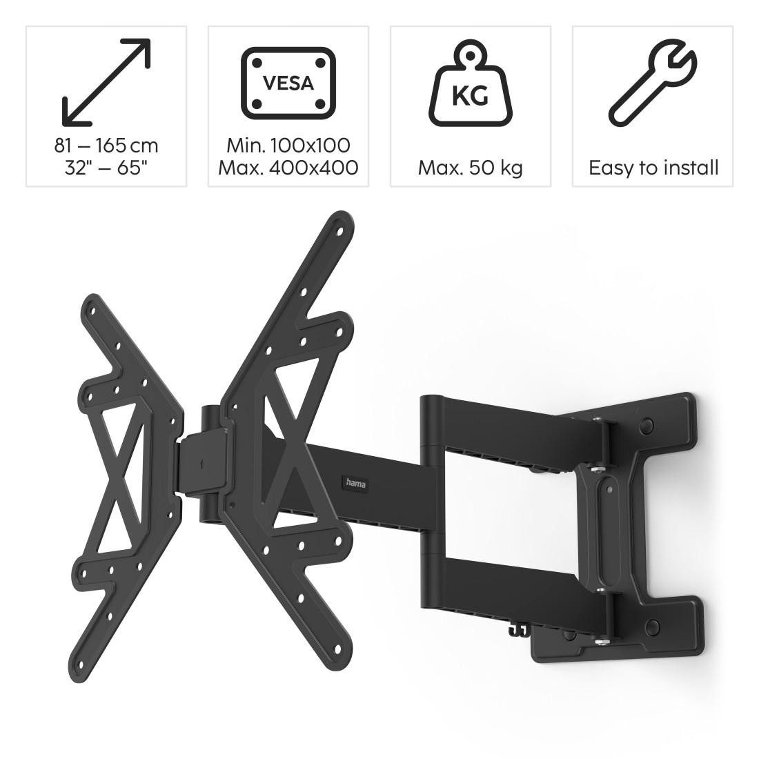 Hama Tv-wandhouder TV beugel kantelbaar, volledig beweeglijk(32"- 65"), 43", 50", 55"