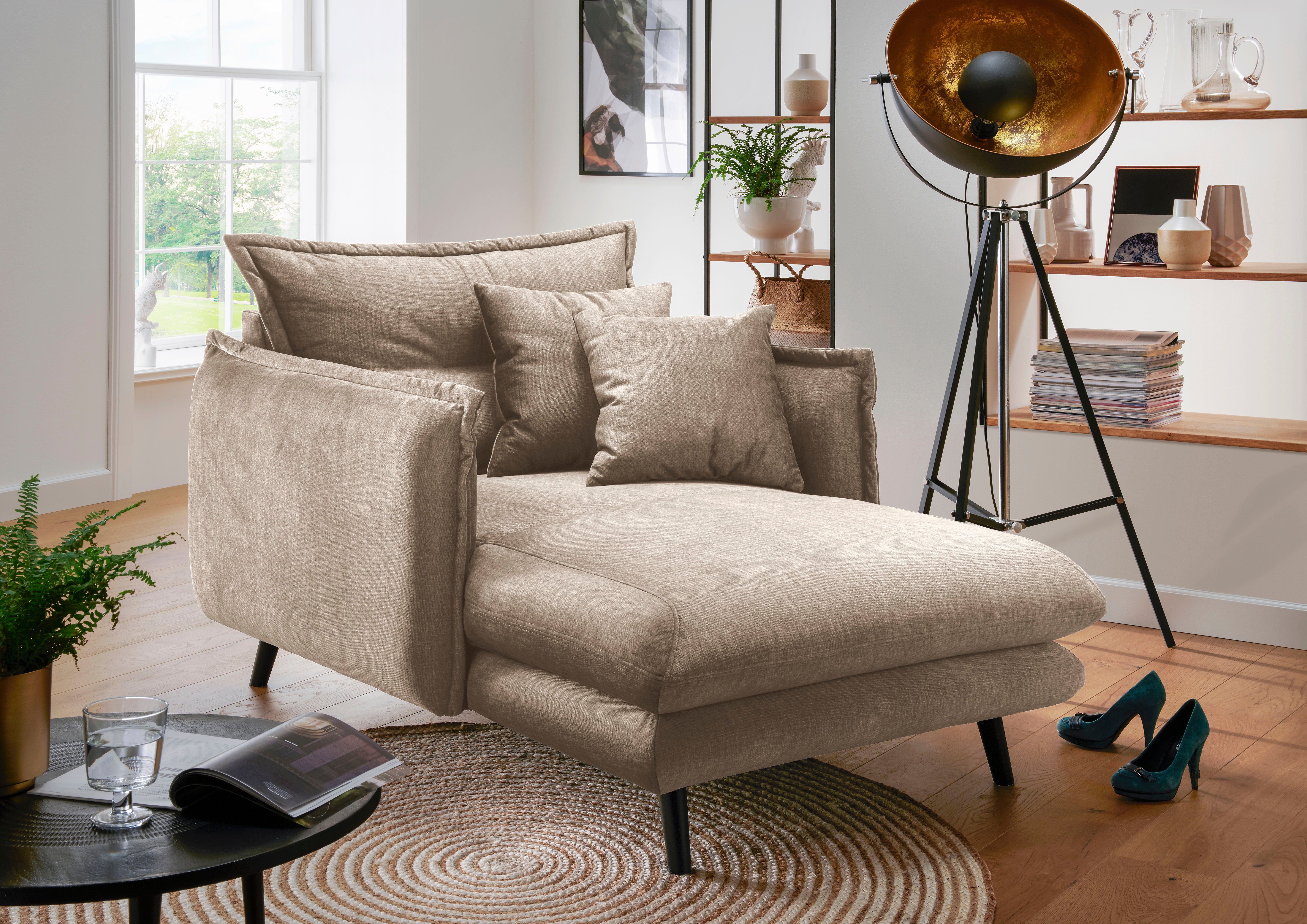 INOSIGN Loveseat LAZIO moderne fauteuil met een comfortabele bekleding, 2 stuks decoratieve sierkussens fauteuils bruin