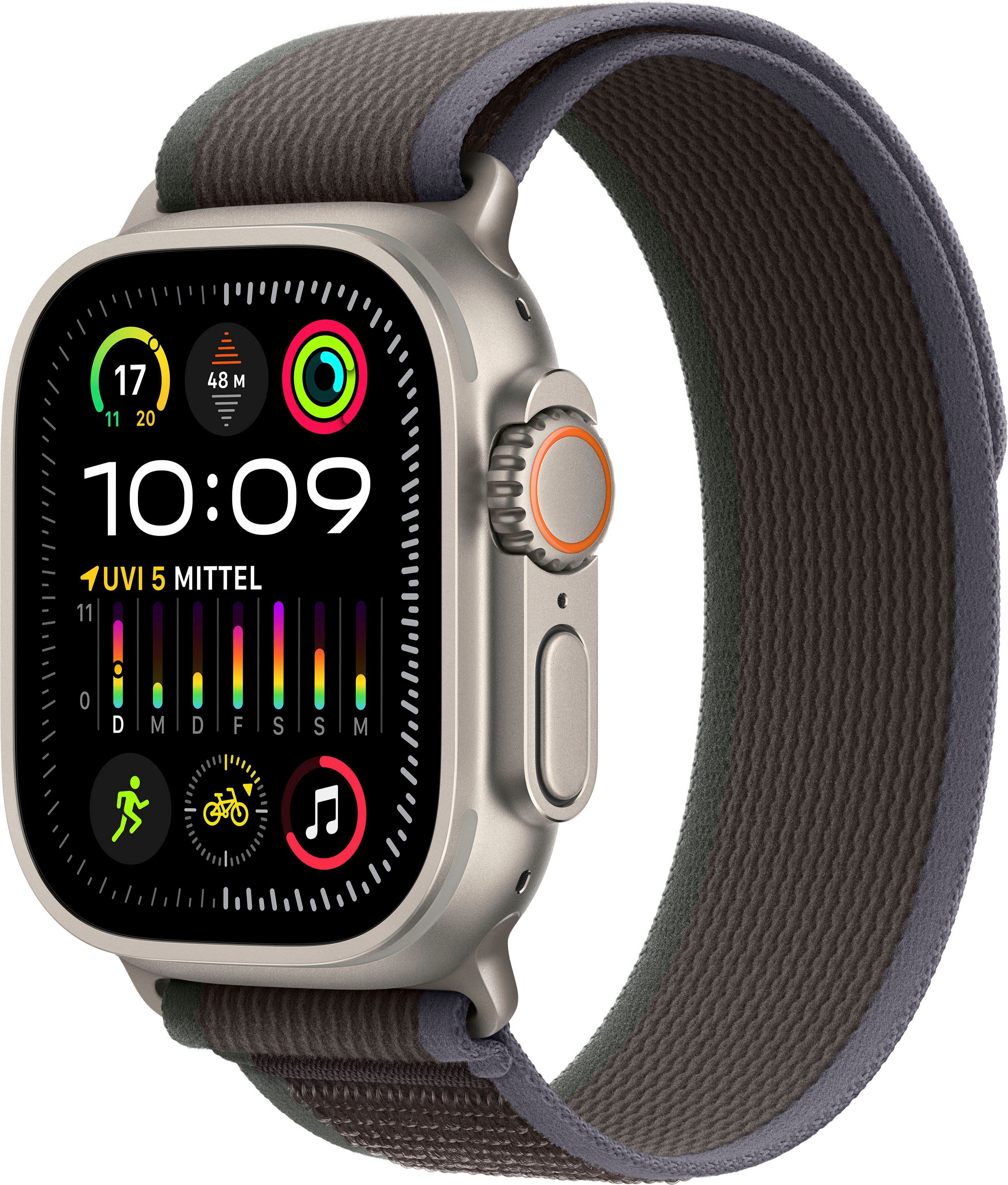 Apple Watch Ultra 2 medium-large trail-bandje Titanium (Blauw-Zwart)