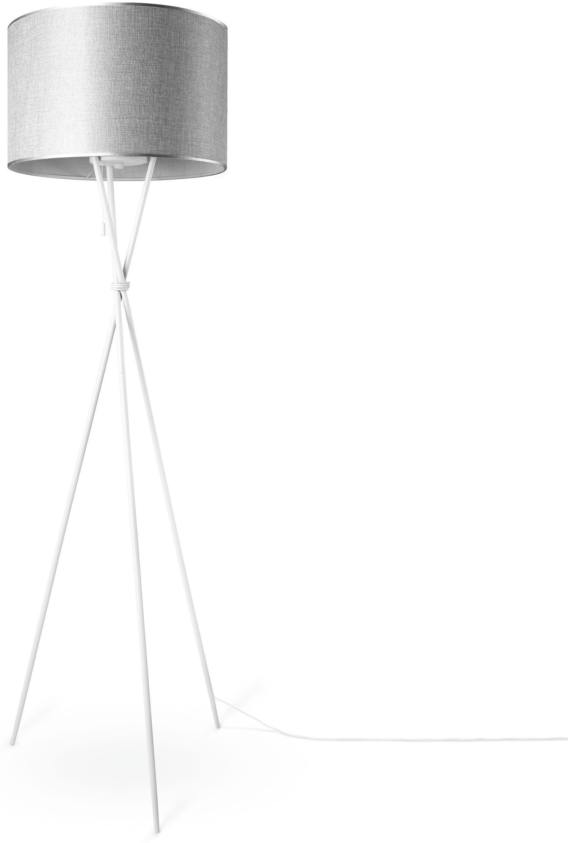 Paco Home Staande lamp KATE CANVAS UNI COLOR Woonkamer driepoot stoffen lampenkap vloerlamp textiel 