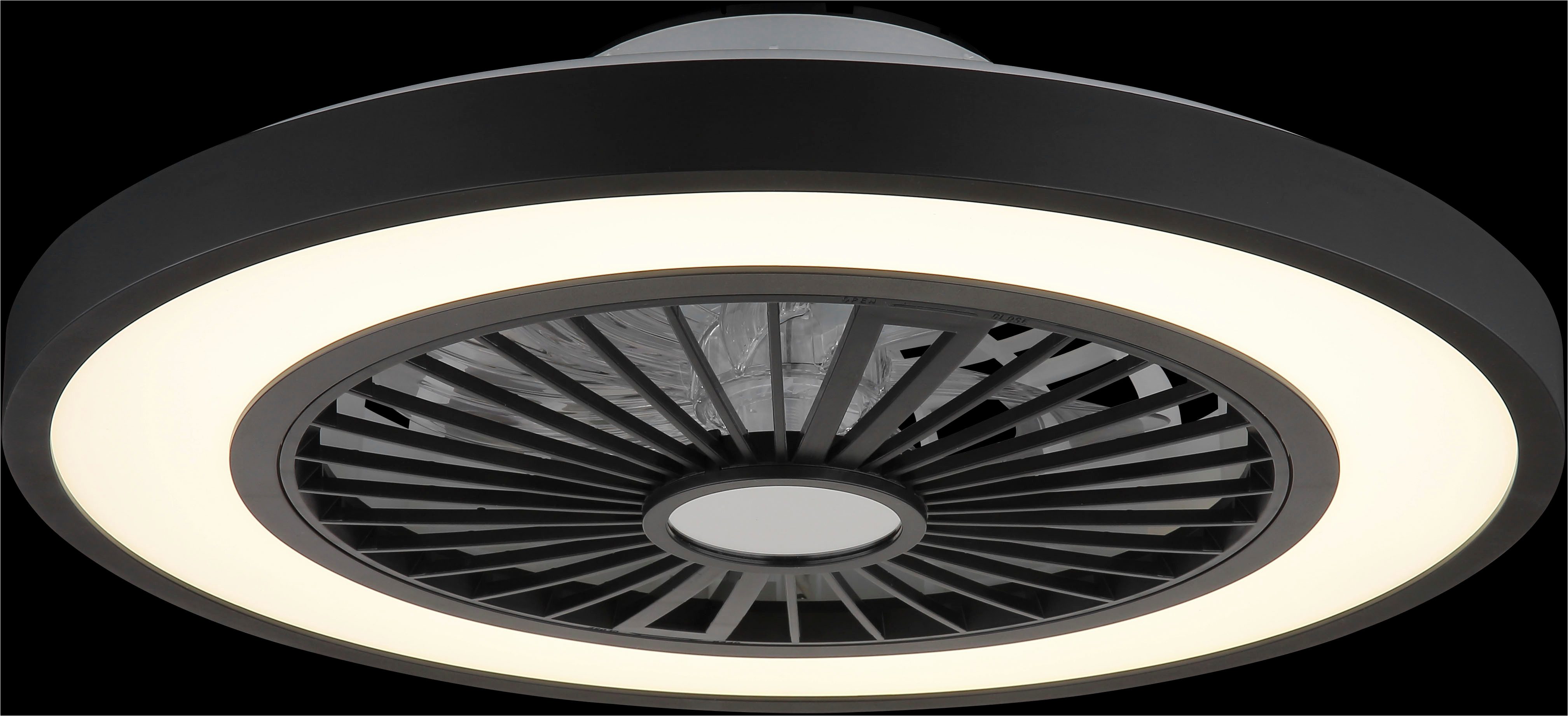 Globo Lightning Plafondlamp BLIZZAK Plafondventilator metaal zwart mat, LED (1 stuk)
