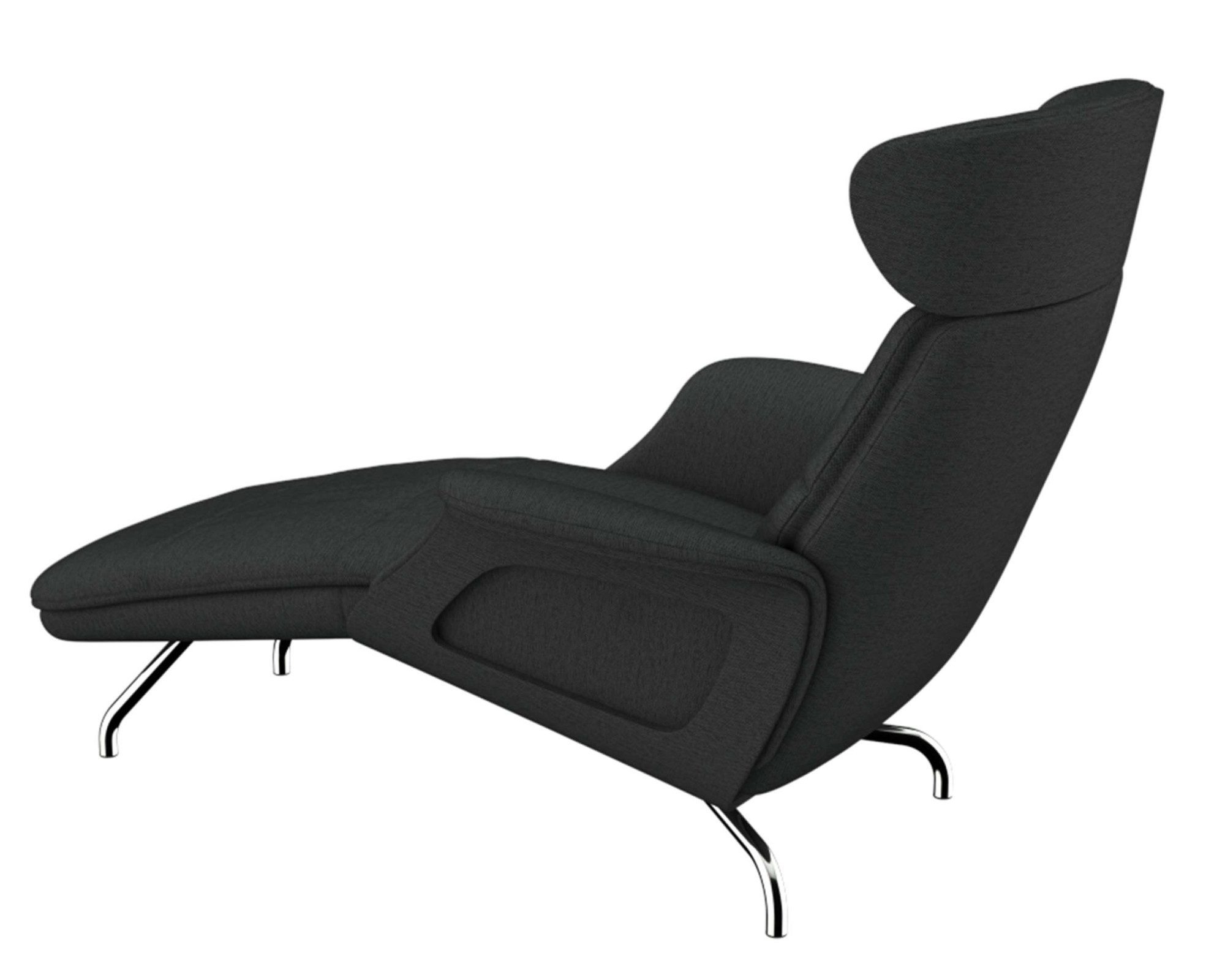 FLEXLUX Loungestoel Clement chaise longue, relaxstoel, ligstoel Rug- en hoofdsteunverstelling, armleuning gepolsterd geolied, voet van aluminium