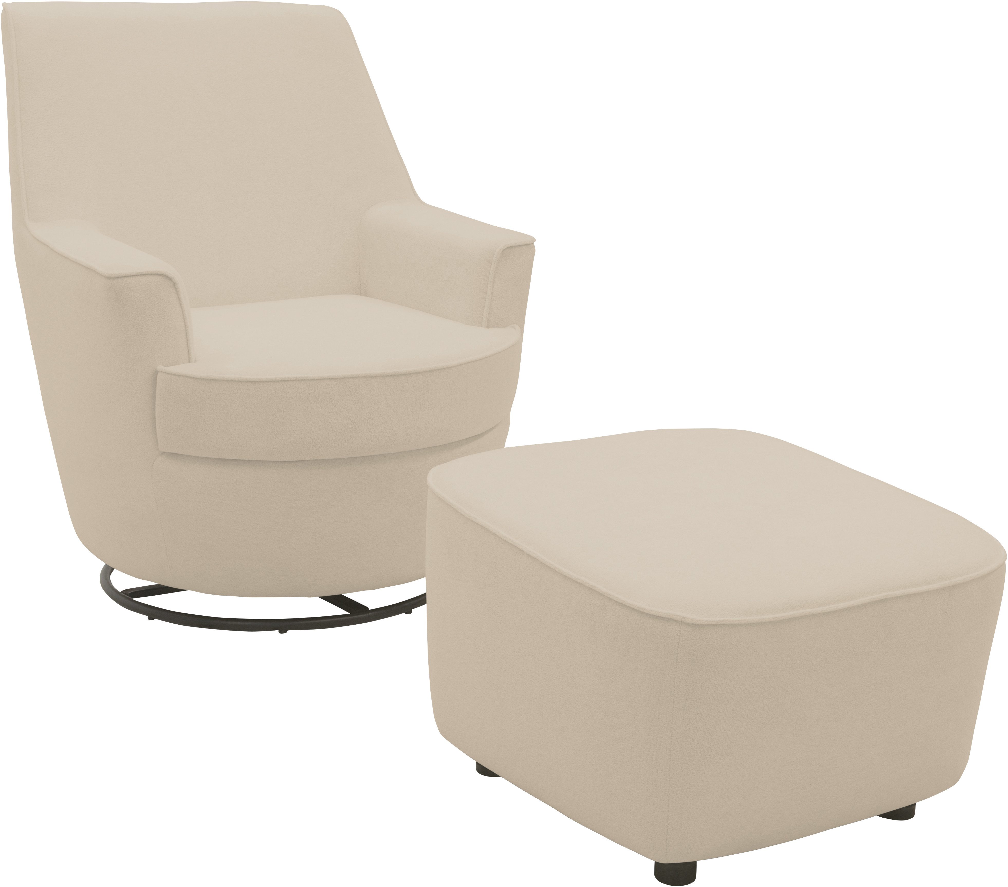 INOSIGN Draaibare fauteuil Hetty, draaistoel met kantelfunctie en poef, leesstoel, armstoel (set, 2 stuks)
