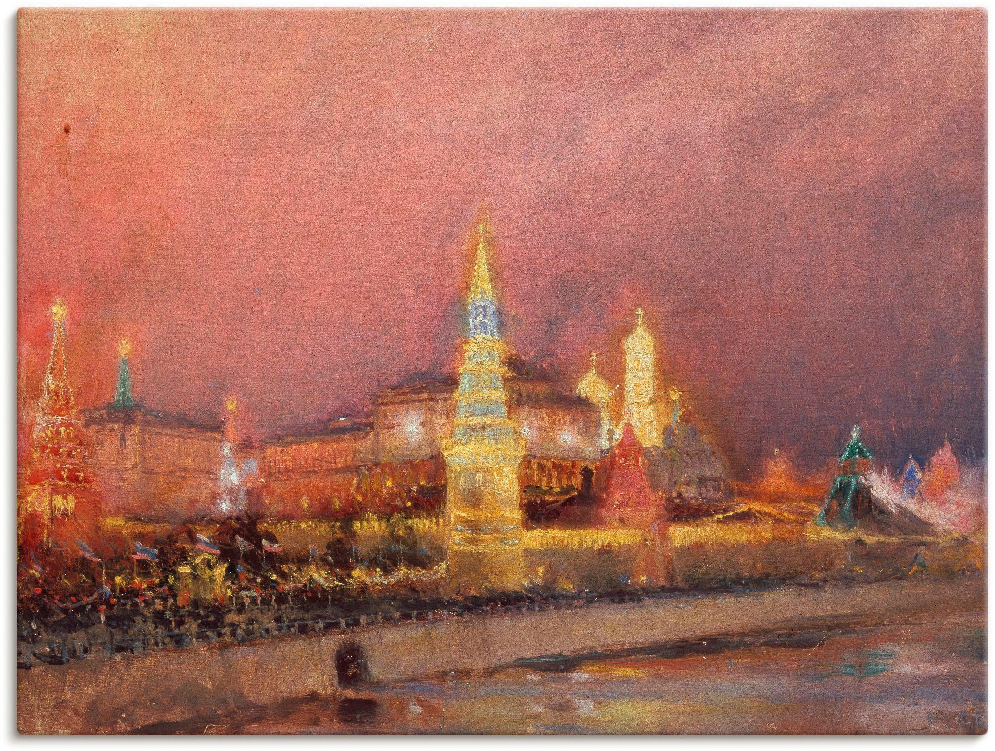 Artland Artprint Het verlichte Kremlin in Moskou. 1896 in vele afmetingen & productsoorten -artprint op linnen, poster, muursticker / wandfolie ook geschikt voor de badkamer (1 stu