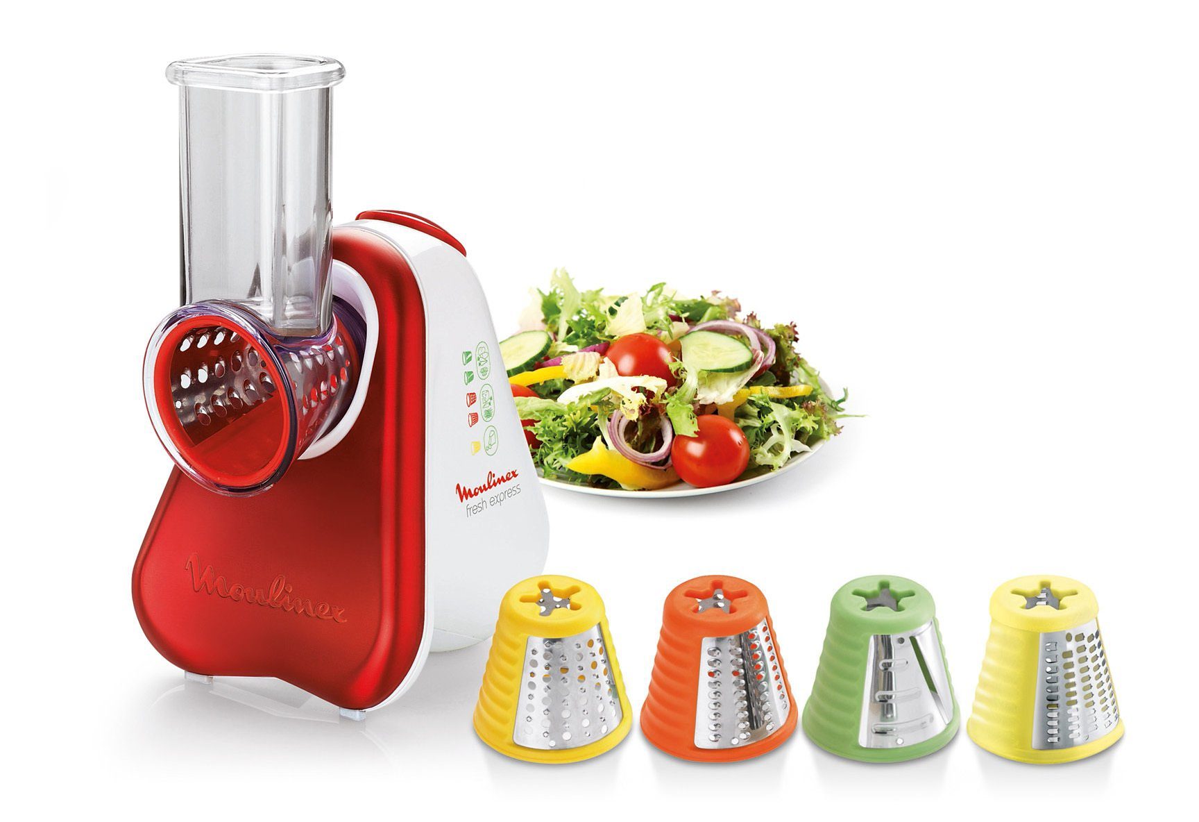 Moulinex Hakmolen DJ756G Fresh Express Plus Groentesnijder, groenterasp, 5 inzetten inclusief...