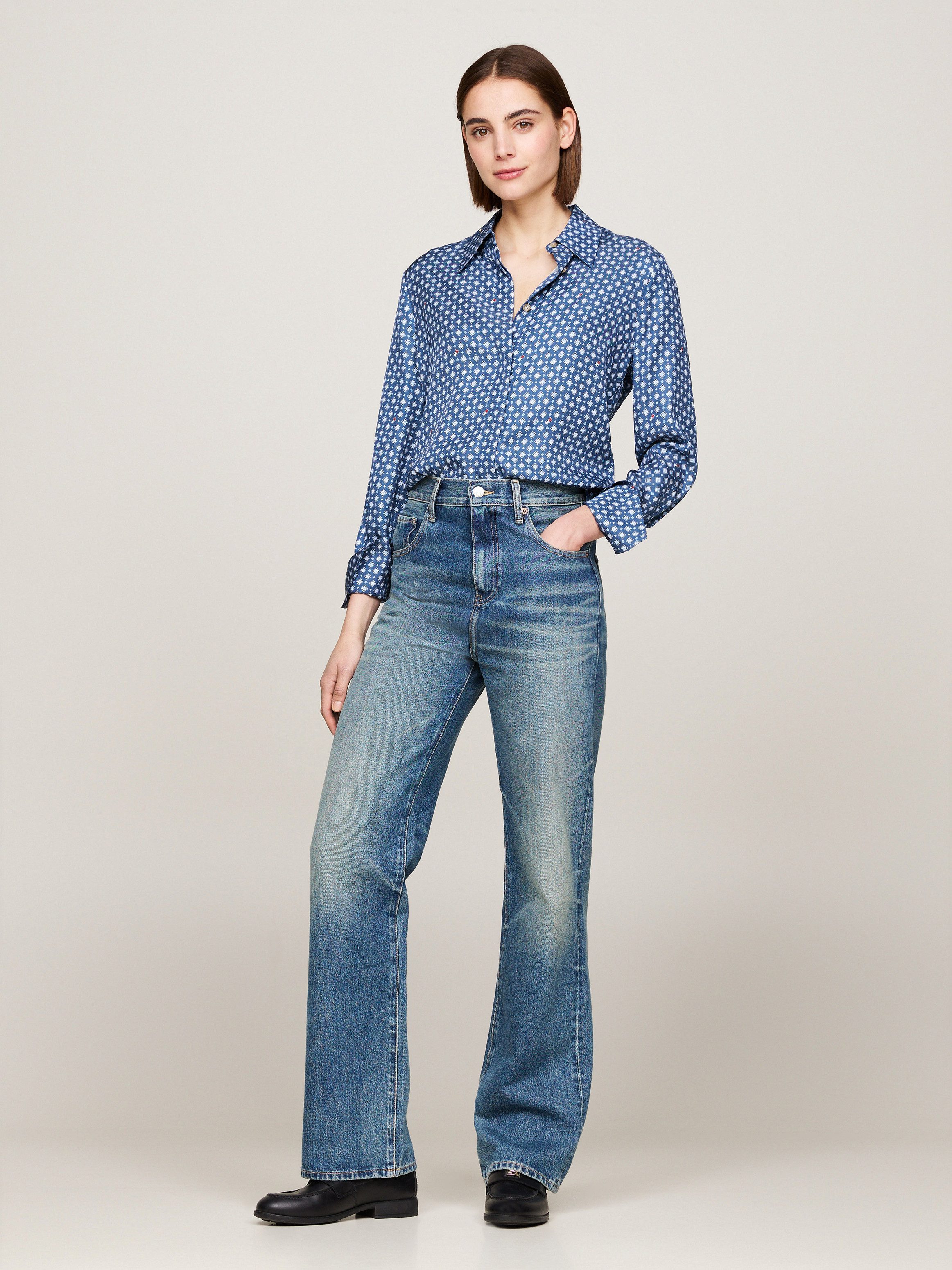 Tommy Hilfiger Overhemdblouse FOULARD REGULAR SHIRT met tommy hilfiger-logo
