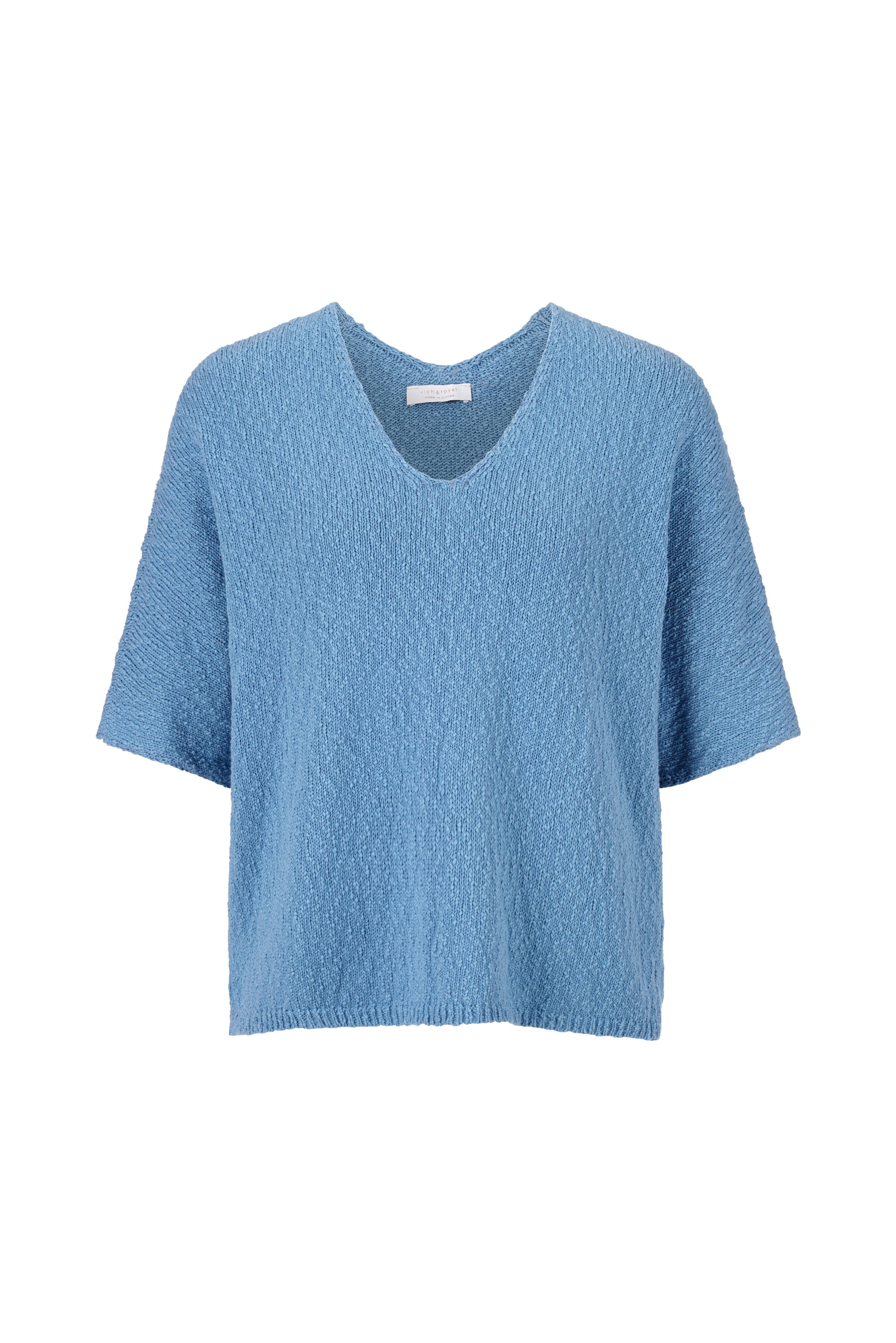 Rich & Royal Trui met V-hals in schone fijn brei met oversized mouwen