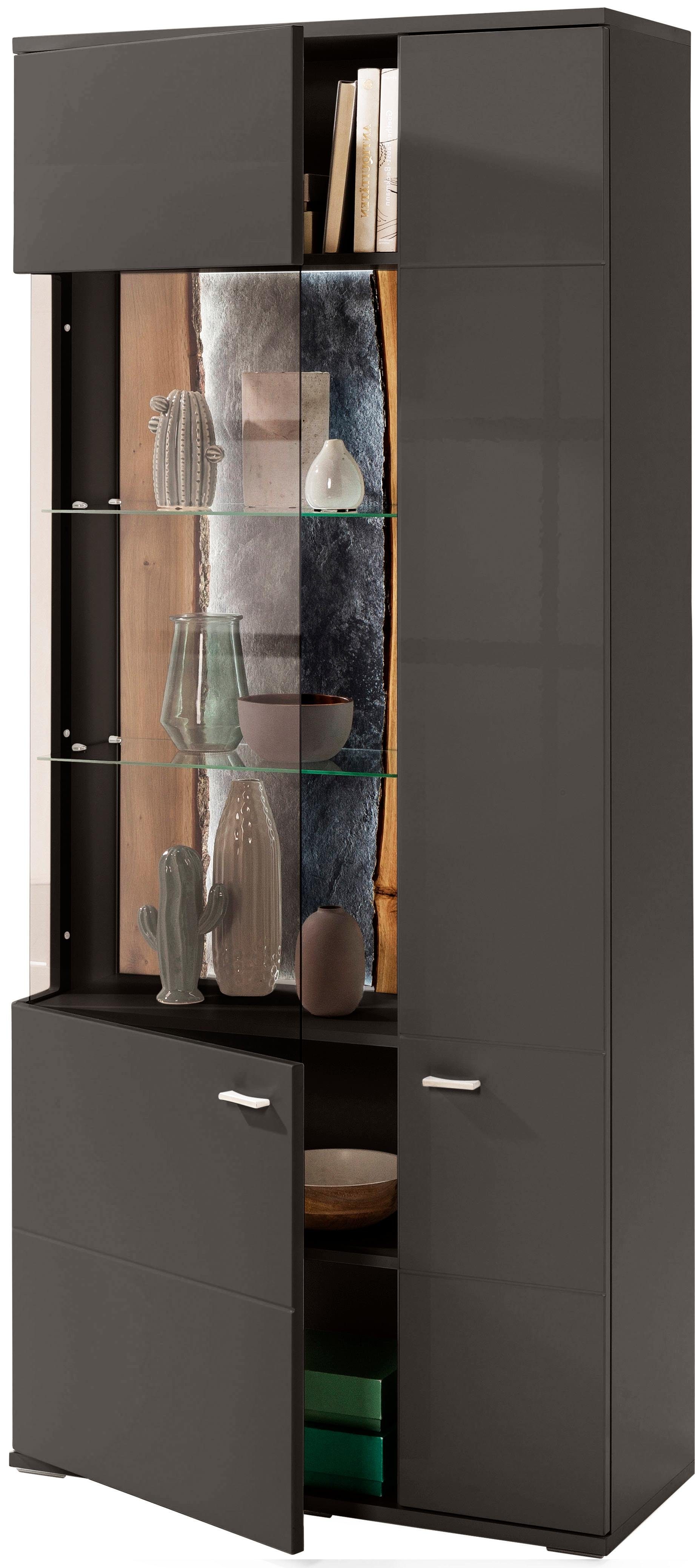 set one by Musterring Vitrinekast Tacoma Type 05/06, hoogte 207,4 cm, met getinte glasdeur