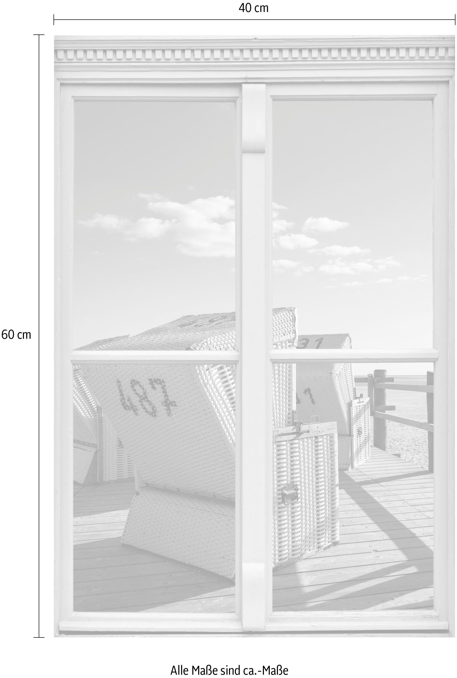 queence Wandfolie Strandstoel Muursticker, muurdecoratie, zelfklevend, 3D, raam