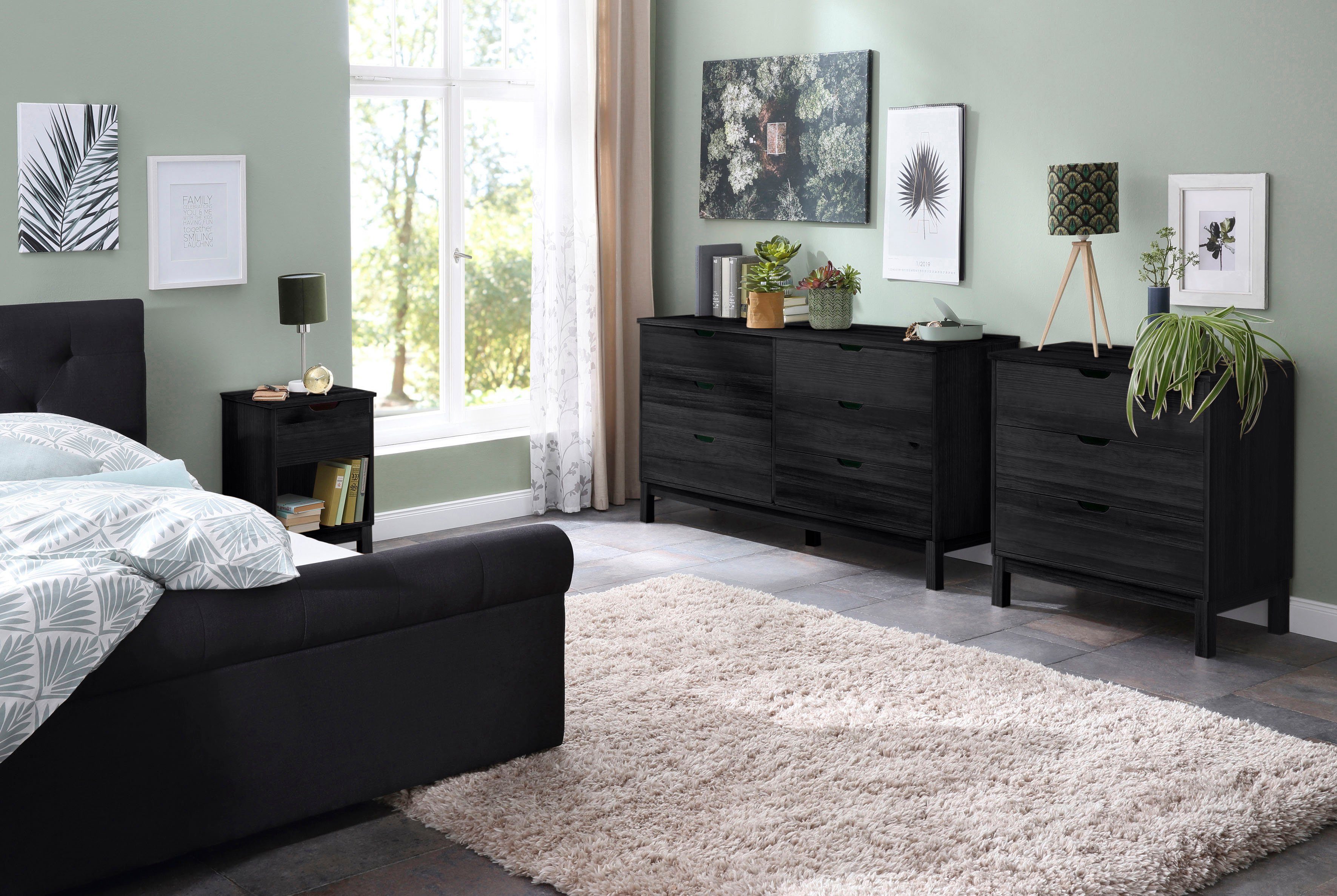 Home affaire Nachtkastje Post massief grenenhout, opbergmogelijkheid door lade, breedte 38 cm