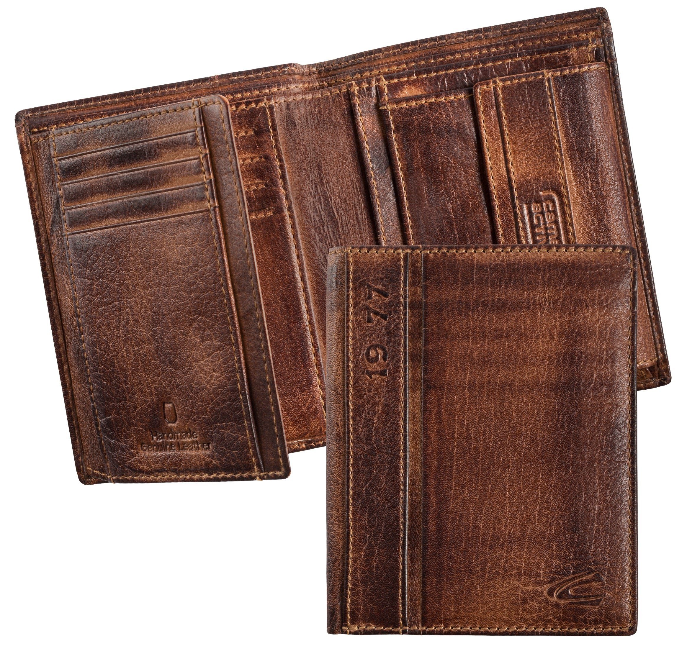 camel active Portemonnee Melbourne van hoogwaardig rundleer met robuuste stiksels in used look