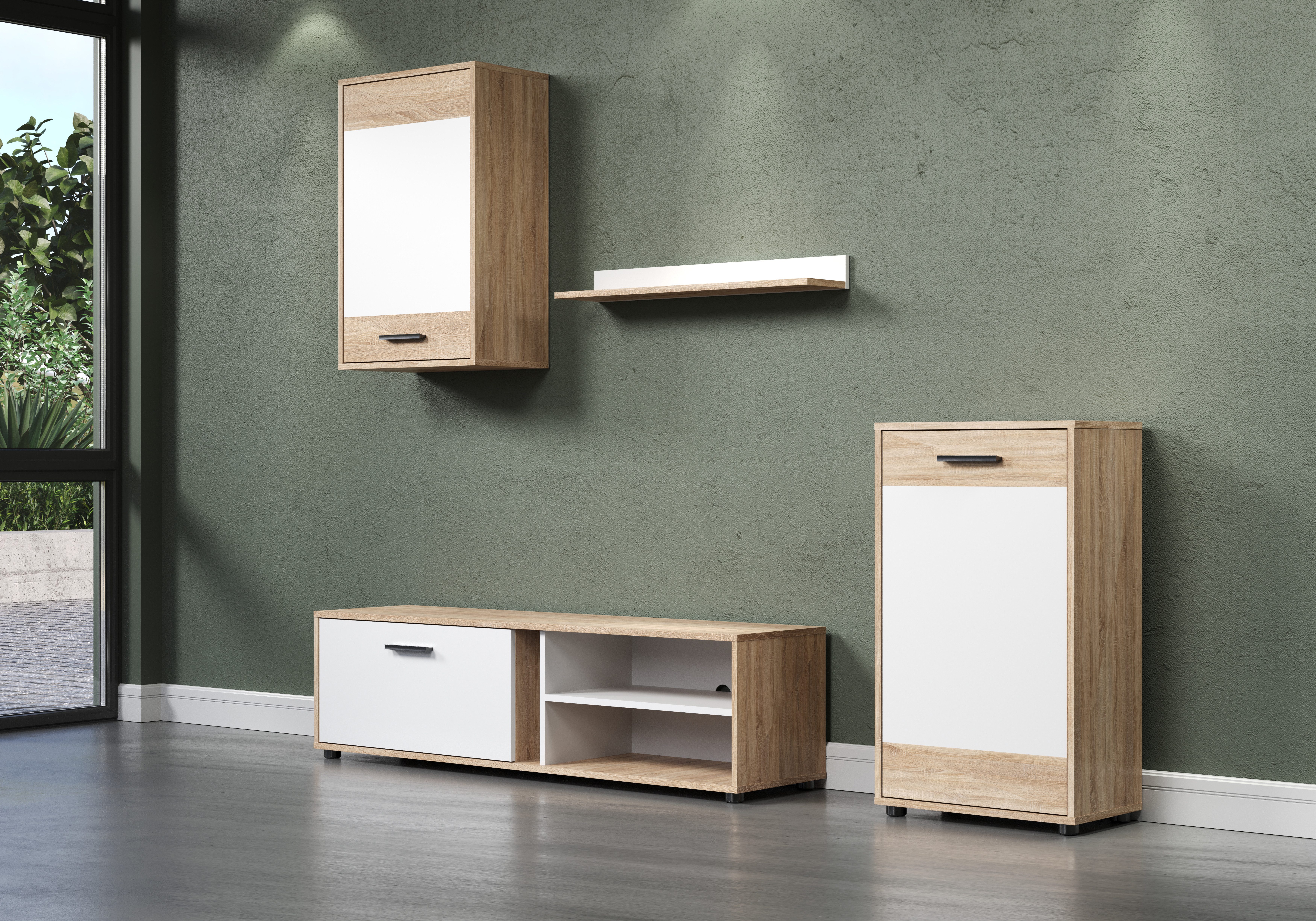 INOSIGN Wandmeubel Valetta incl. lowboard, hangkast, wandplank en highboard (complete set, 4-delig)