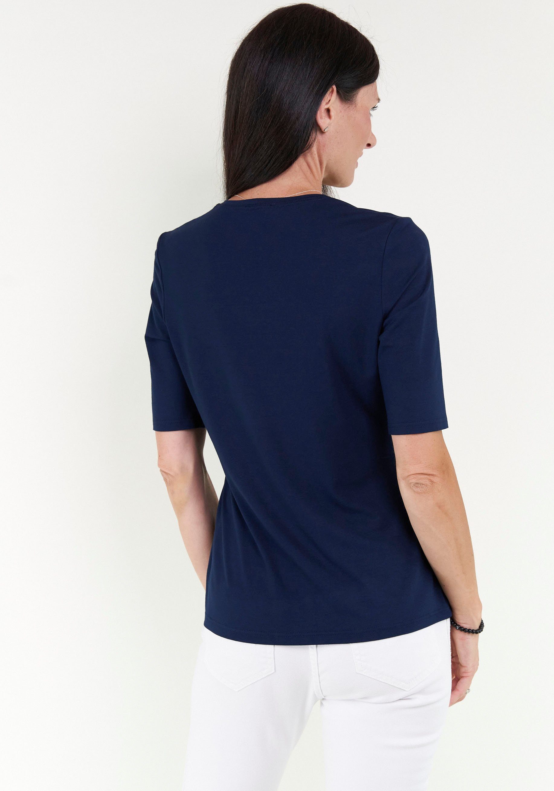 Seidel Moden Shirt met V-hals met halve mouwen van zacht materiaal, made in germany