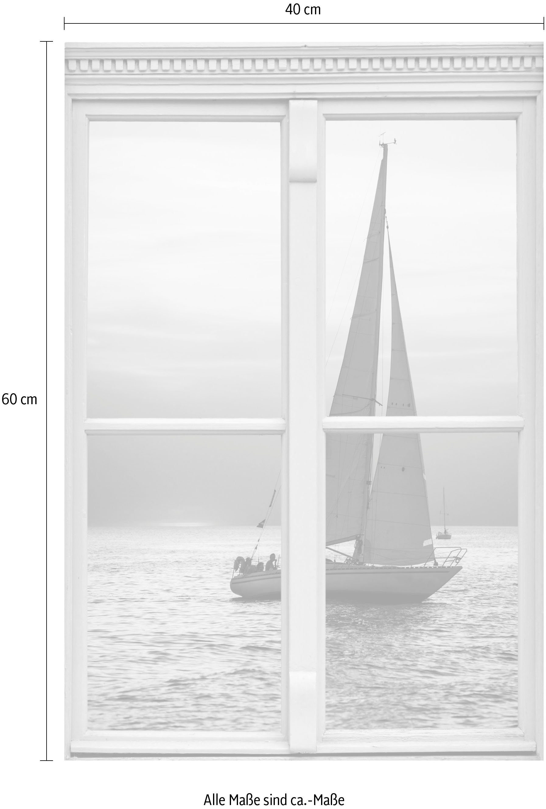 queence Wandfolie Zeilschip Muursticker, muurdecoratie, zelfklevend, 3D, raam