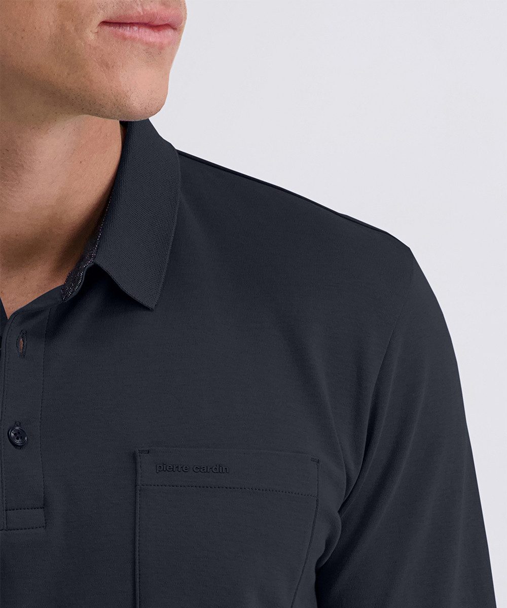 Pierre Cardin Poloshirt met lange mouwen Borstzak met merkapplicatie
