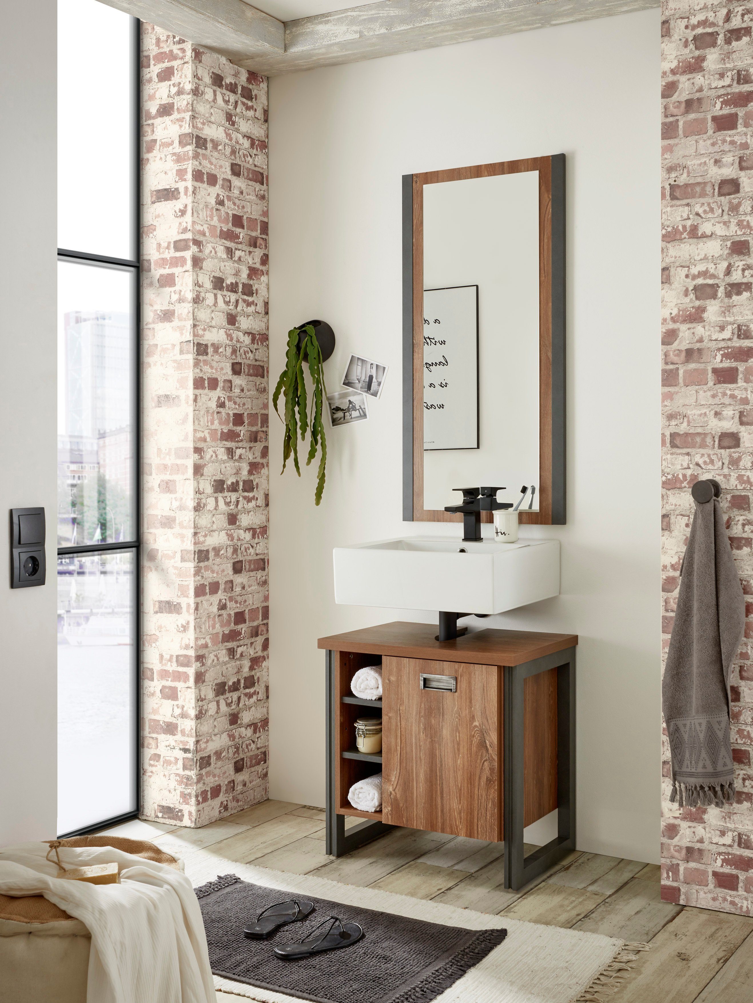 Home affaire Badkamerserie Detroit, Bad im Industrialdesign, 2-teiliges Badezimmer (set, 2-delig)