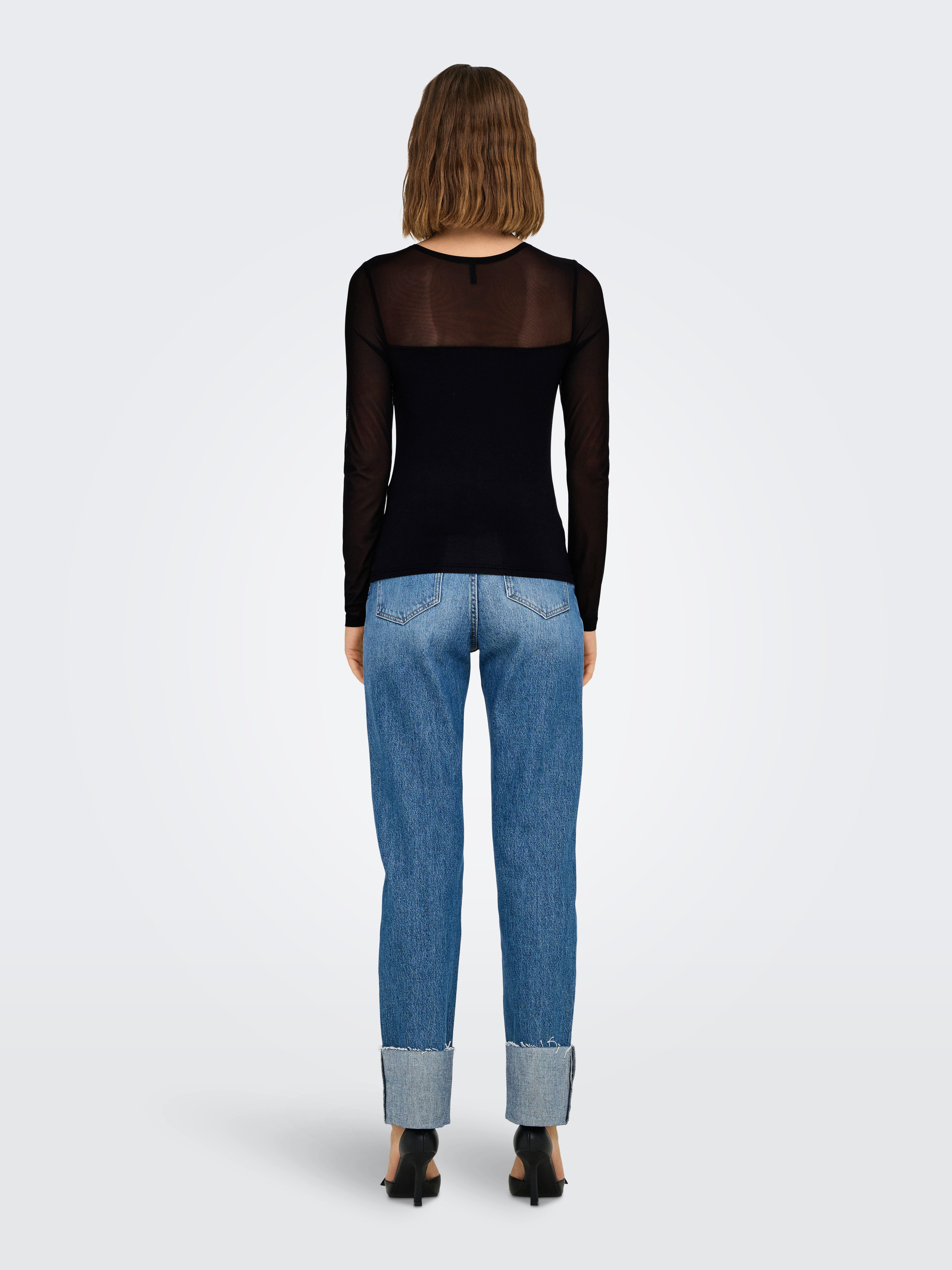 Only Kanten shirt ONLSABINA L/S O-NECK MIX TOP BOX JRS